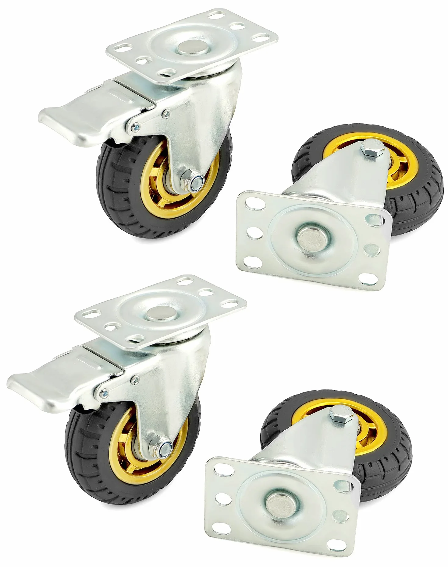 QWORK 4 sztuki kółek do dużych obciążeń 100mm 70 kg kółka skrętne z amortyzacją do transportu mebli