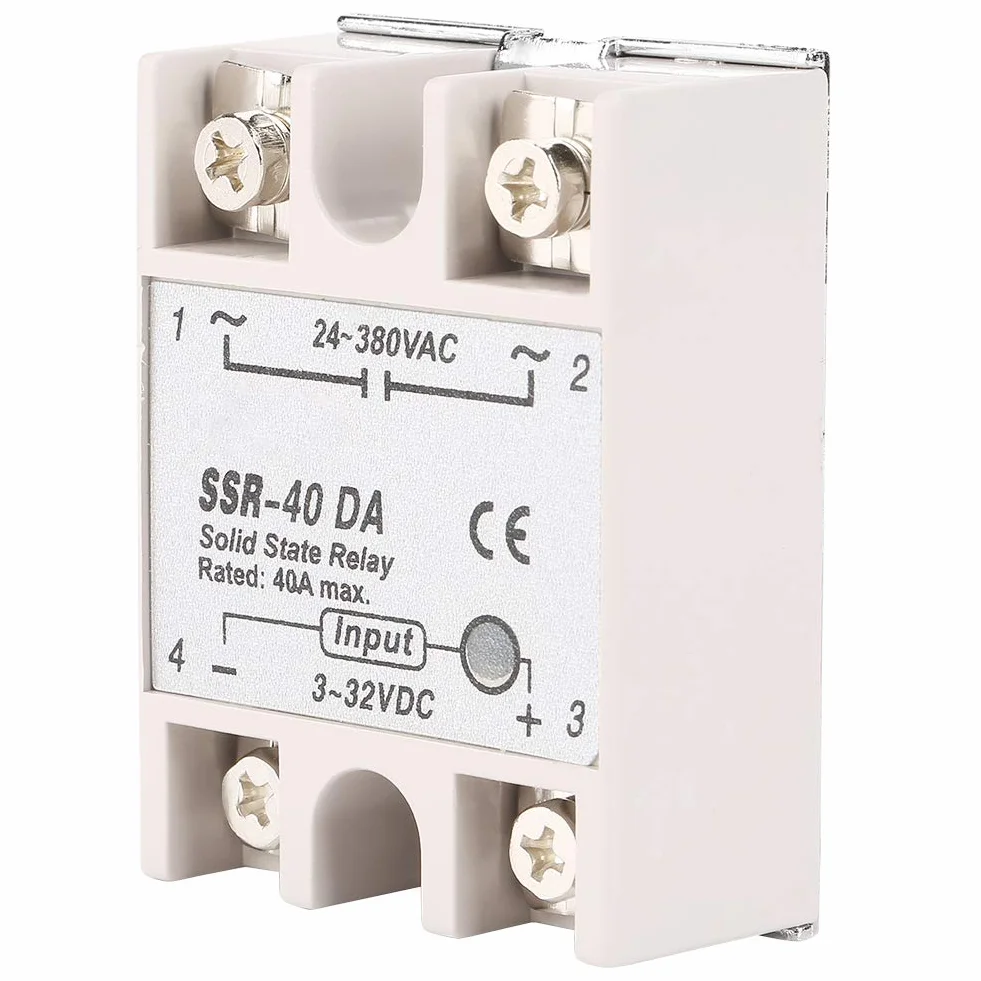 Przekaźnik półprzewodnikowy wejście DC-AC 40A moduł przekaźnika SSR 3 V-32 V DC do 24 V-380 V AC normalnie otwarty typ