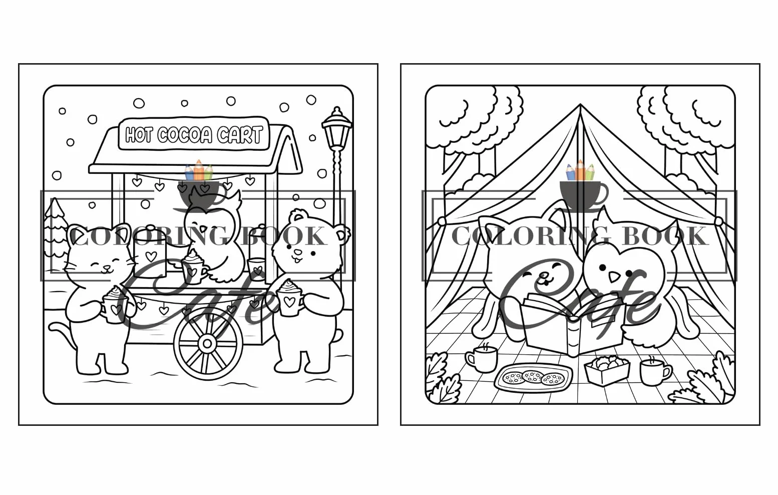 Paws & Hearts Coloring Book for Adults Teens Cozy Love Scenes Adorable Animals