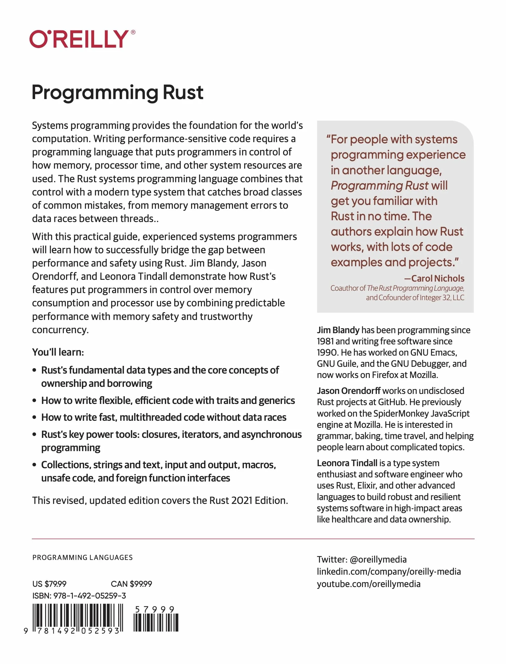 Programming Rust: Fast, Safe Systems Development