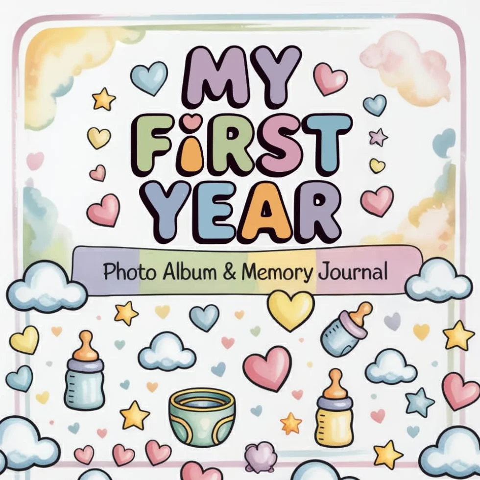 My First Year – Baby Memory Book & Keepsake Journal: Baby’s First Year Album with Monthly Milestones, Guided Prompts, Photo Spaces & Keepsake Pages — A Perfect Newborn Gift for Boys and Girls