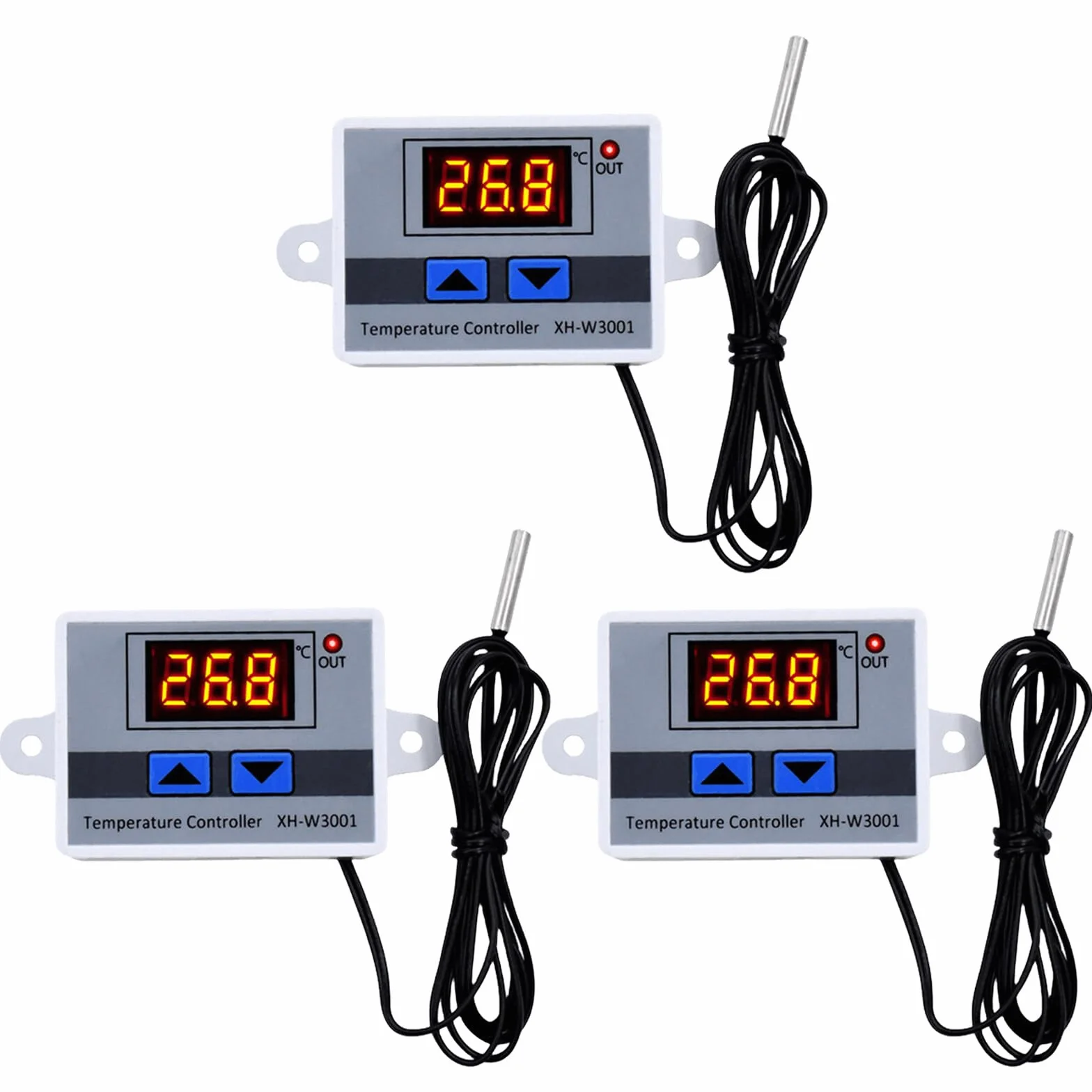 3 cyfrowe regulatory temperatury, AC 110 V-220 V, cyfrowy wyświetlacz LCD, mikrokomputer, termostat, sterownik, moduł przełączający, mikrokomputer, regulator termiczny, termopara, termostat