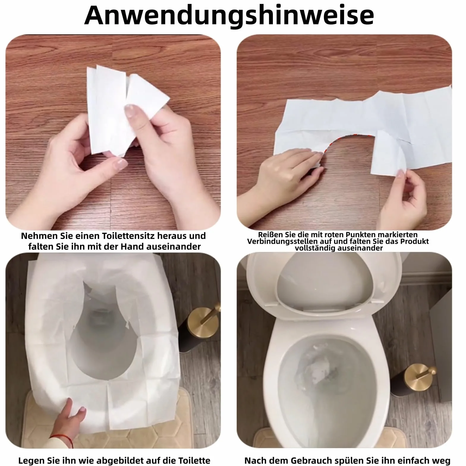LATRAT 60 sztuk jednorazowych pokrowców na deskę sedesową, nadają się do mycia w zmywarce, do hotelu, na zewnątrz, do podróży, 380 x 460 mm