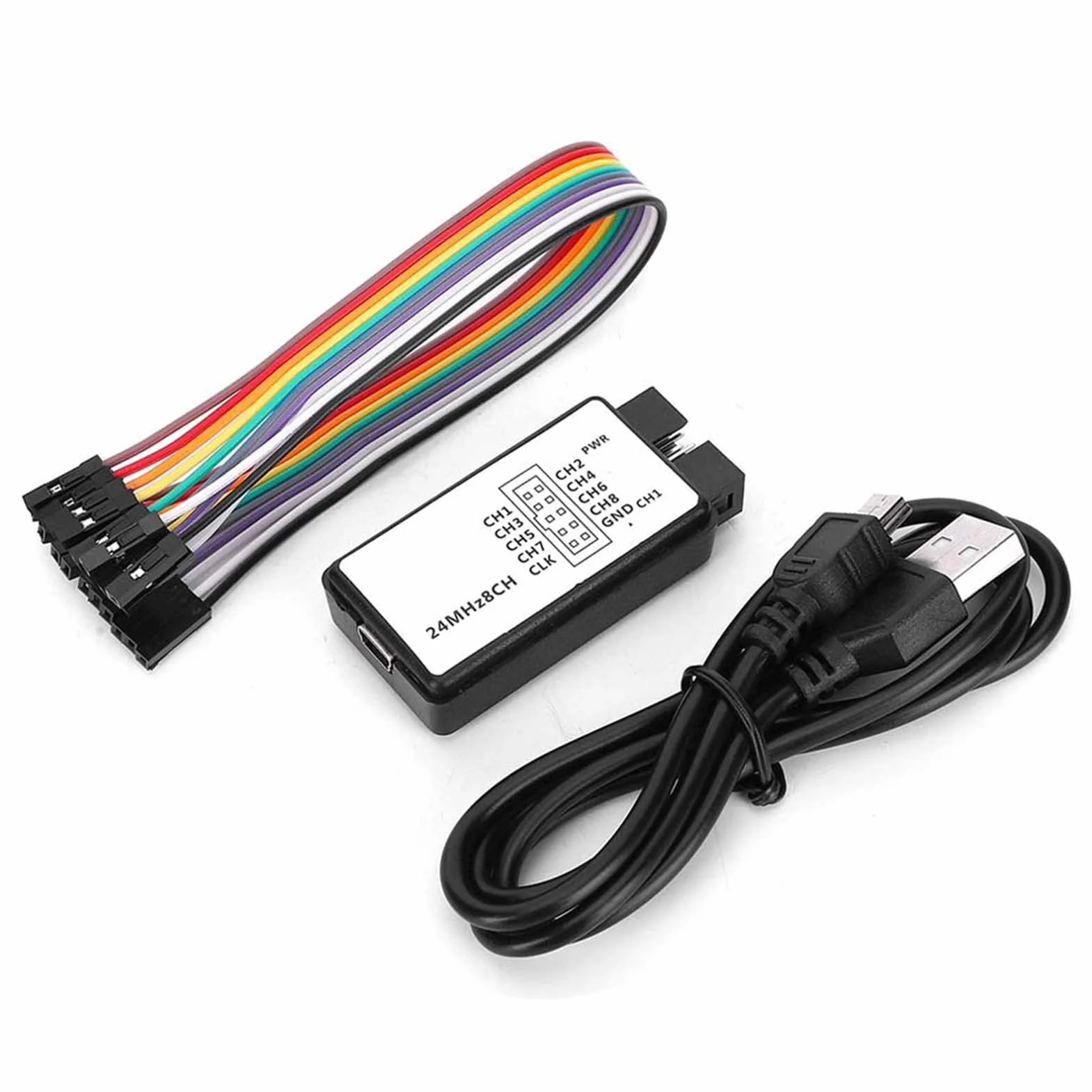 Zestaw USB Logic Analyzer Mini Digital Pocket Size 8-kanałowa pamięć wejściowa 24 MHz do wielu funkcji dekodowania