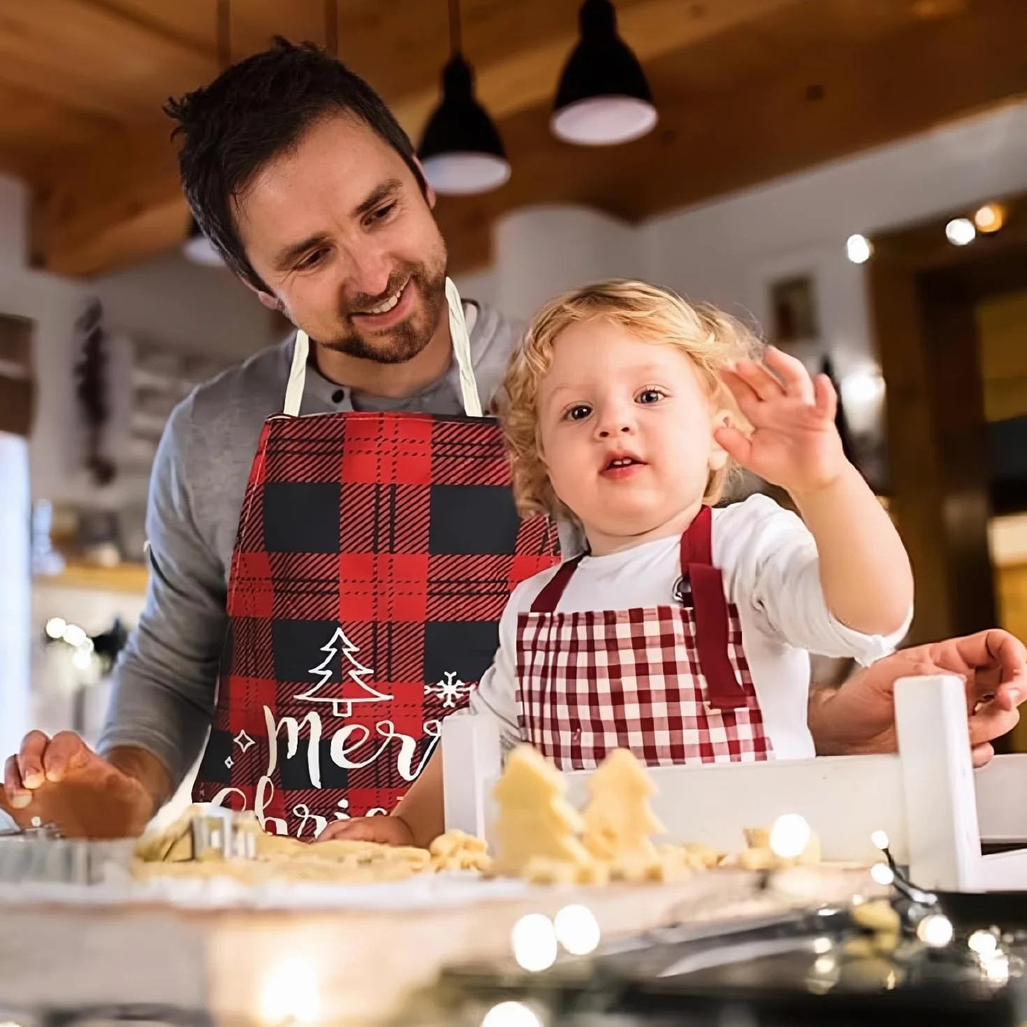 Kiuiom Fartuchy świąteczne dla kobiet i mężczyzn, świąteczny fartuch kuchenny, fartuch dla dorosłych, fartuch z napiersnikiem, kreatywny fartuch do gotowania, fartuch do grillowania, zabawny motyw