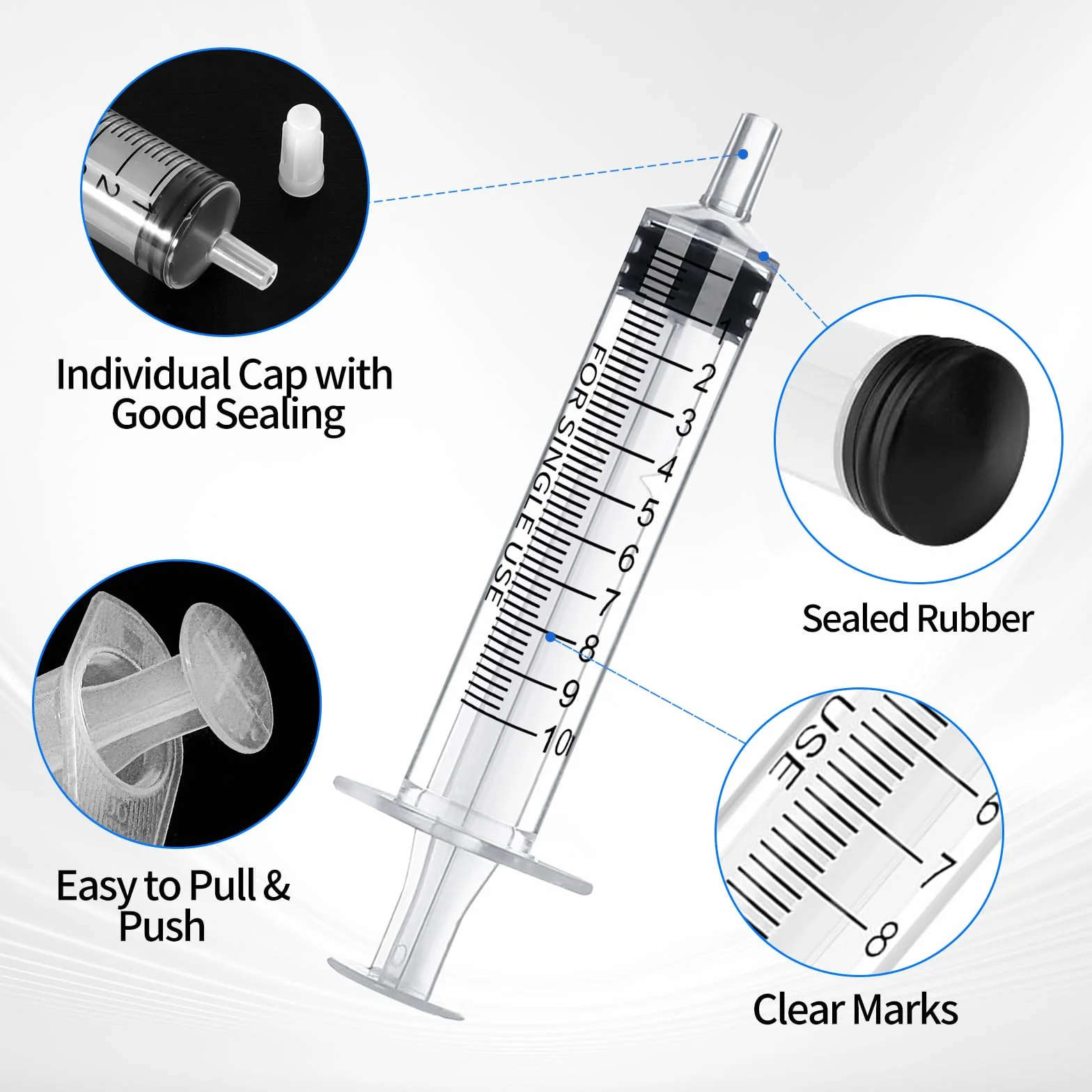 24 strzykawki 10 ml, strzykawki 10 ml, z nasadką, sterylna strzykawka dozująca, bez igły, jednorazowe strzykawki 10 ml, do nawadniania roślin, małych zwierząt domowych, laboratorium naukowe