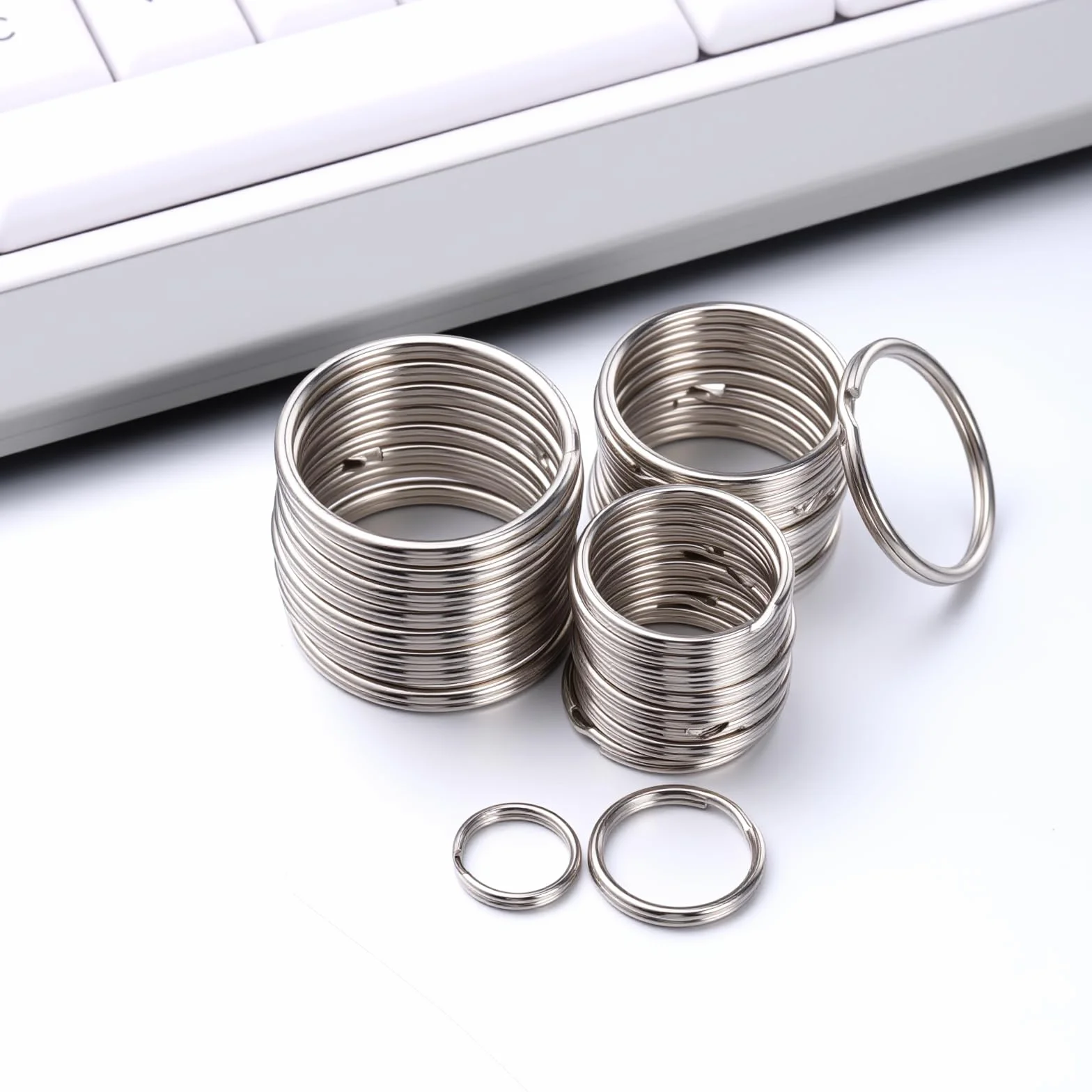 Metalowe O-ringi Dzielony Pierścień Breloczek 80 szt. Srebrne Otwarte Pierścienie Skokowe