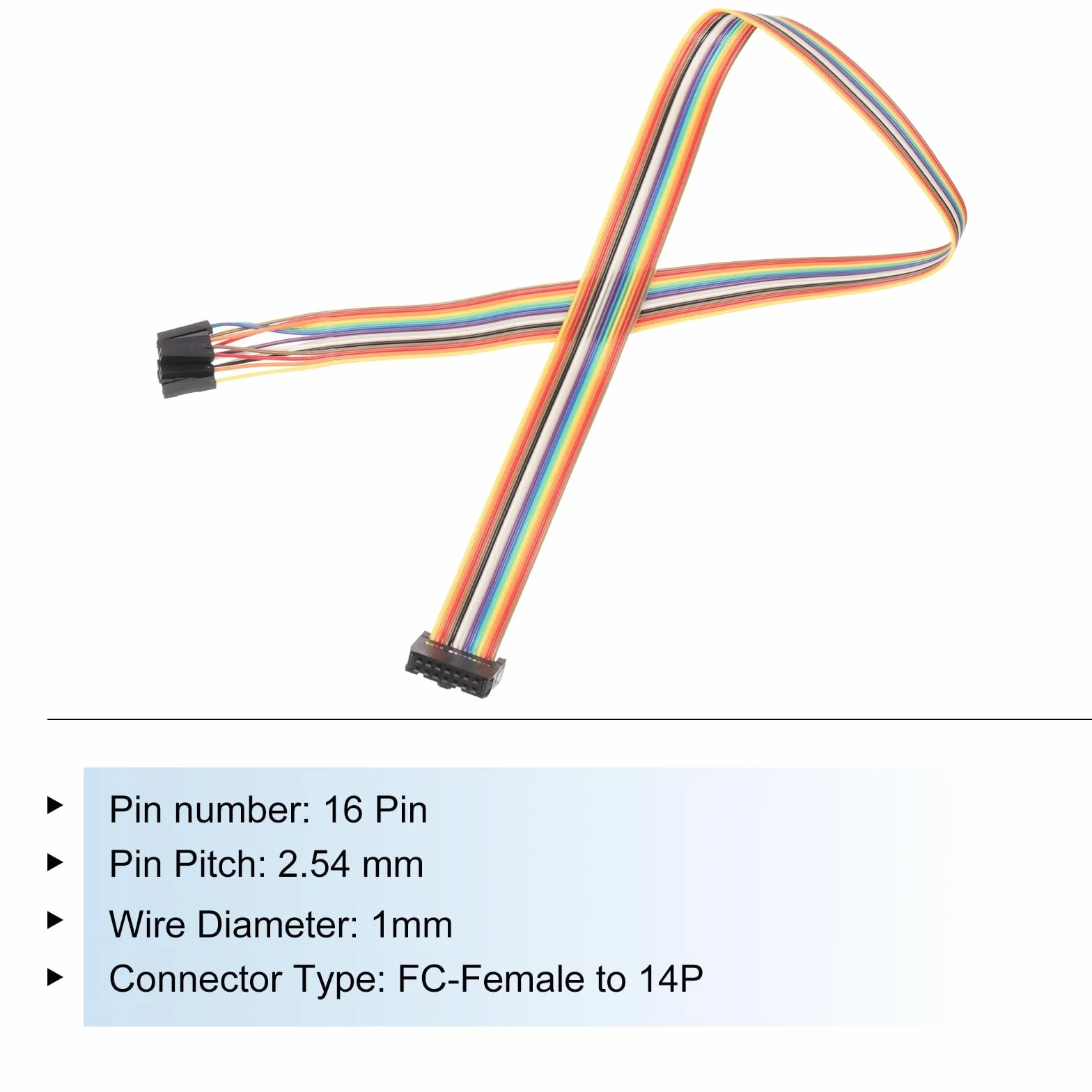 QUARKZMAN IDC kabel tęczowy płaski FC gniazdo 14Pin 0.5m 2.54 mm Pitch Dupont Breadboard Jumper przewody