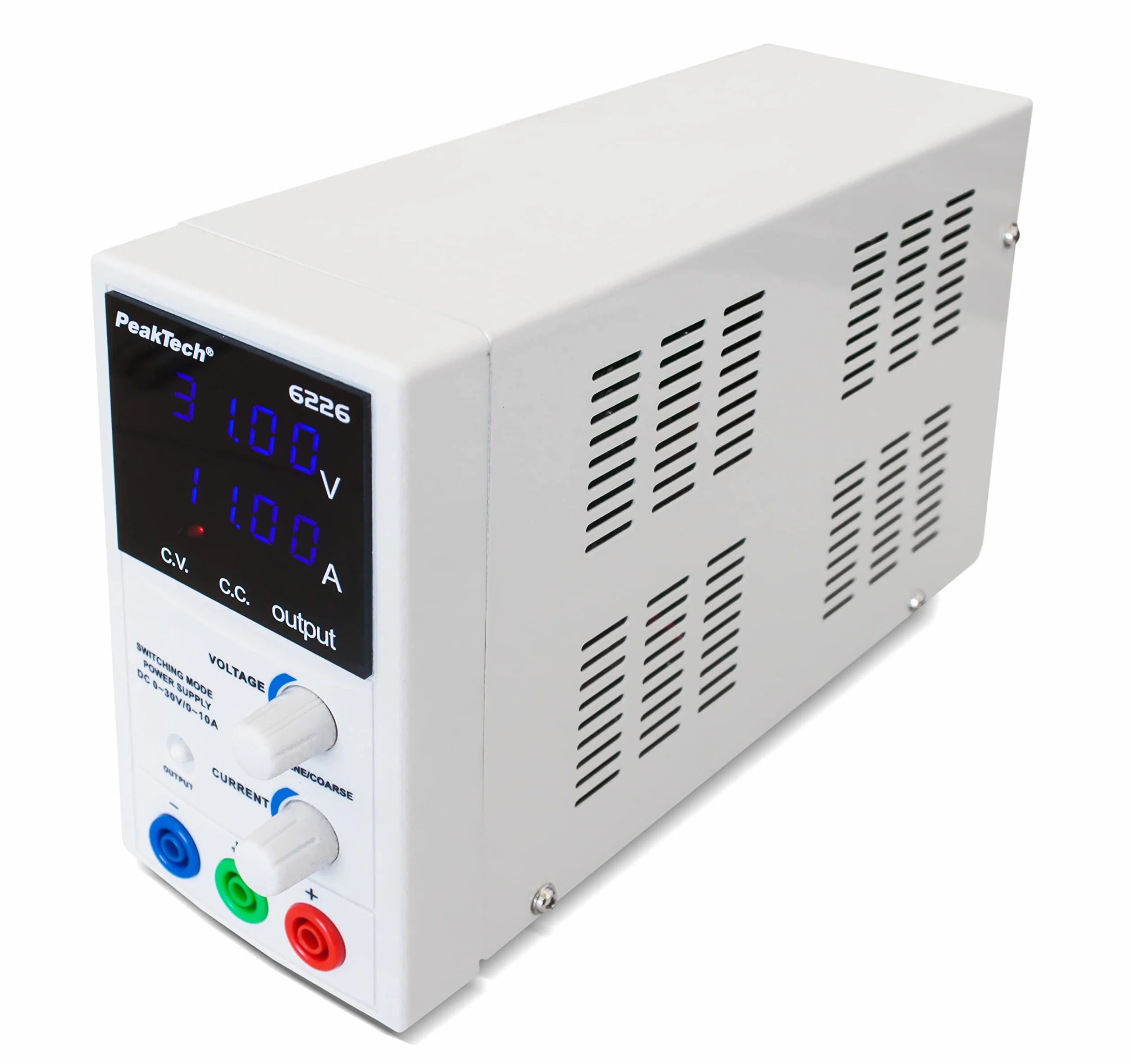 PeakTech 6226 - Laboratory Switching Mode Power Supply, DC 0-30 V/ 0-10 A, Adjustable 4 Digits Blue LED Display, Stabilized Switching Power Supply, Overload Protection and Short Circuit