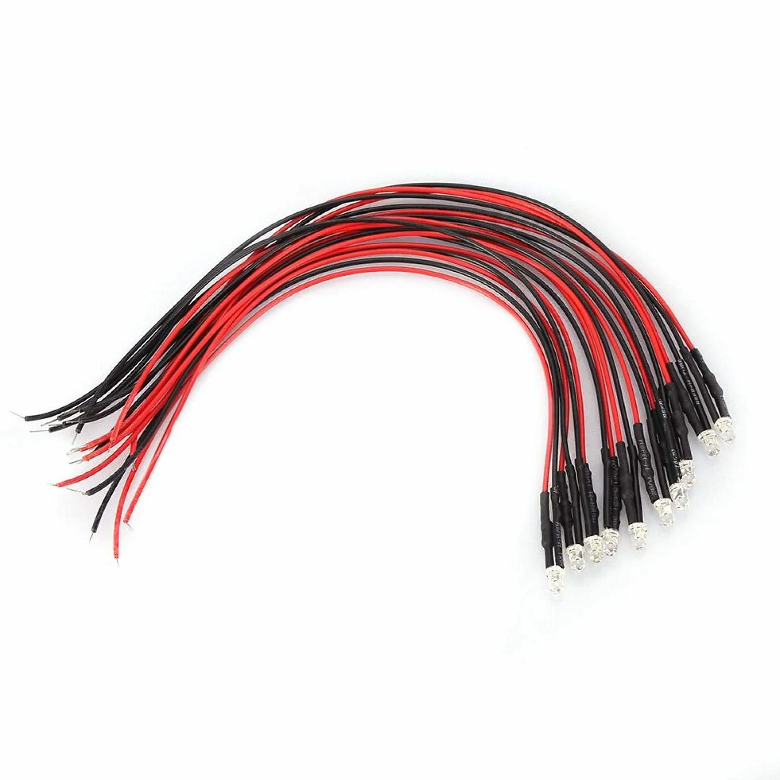 Wstępnie przewodowa dioda LED 12 V 0,06 W 3 mm niskie zużycie energii dioda LED wielokolorowy kabel diodowy LED, 20 cm (czerwony)
