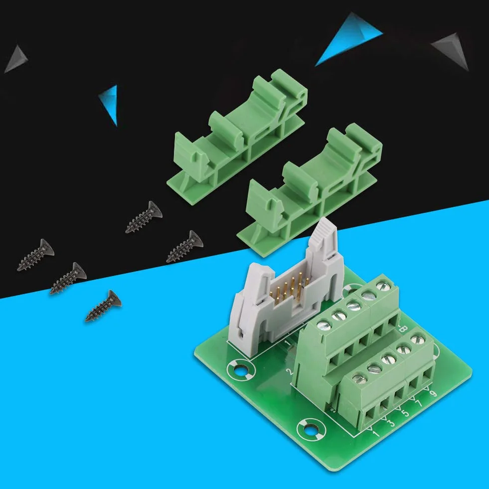 Keenso IDC10P Breakout Board 10 Pin listwa z pinami uchwyt szyny DIN moduł interfejsu PLC