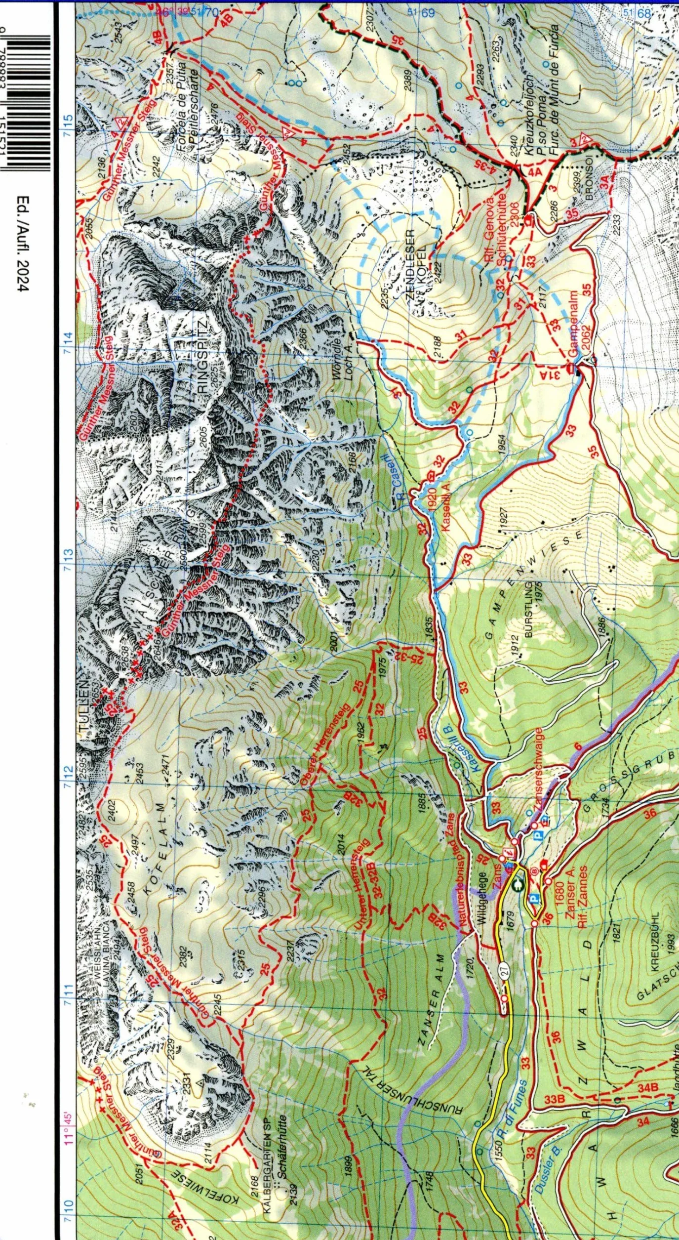 Alpe di Siusi Val Gardena Gröden Carta topografica 1:25.000 05