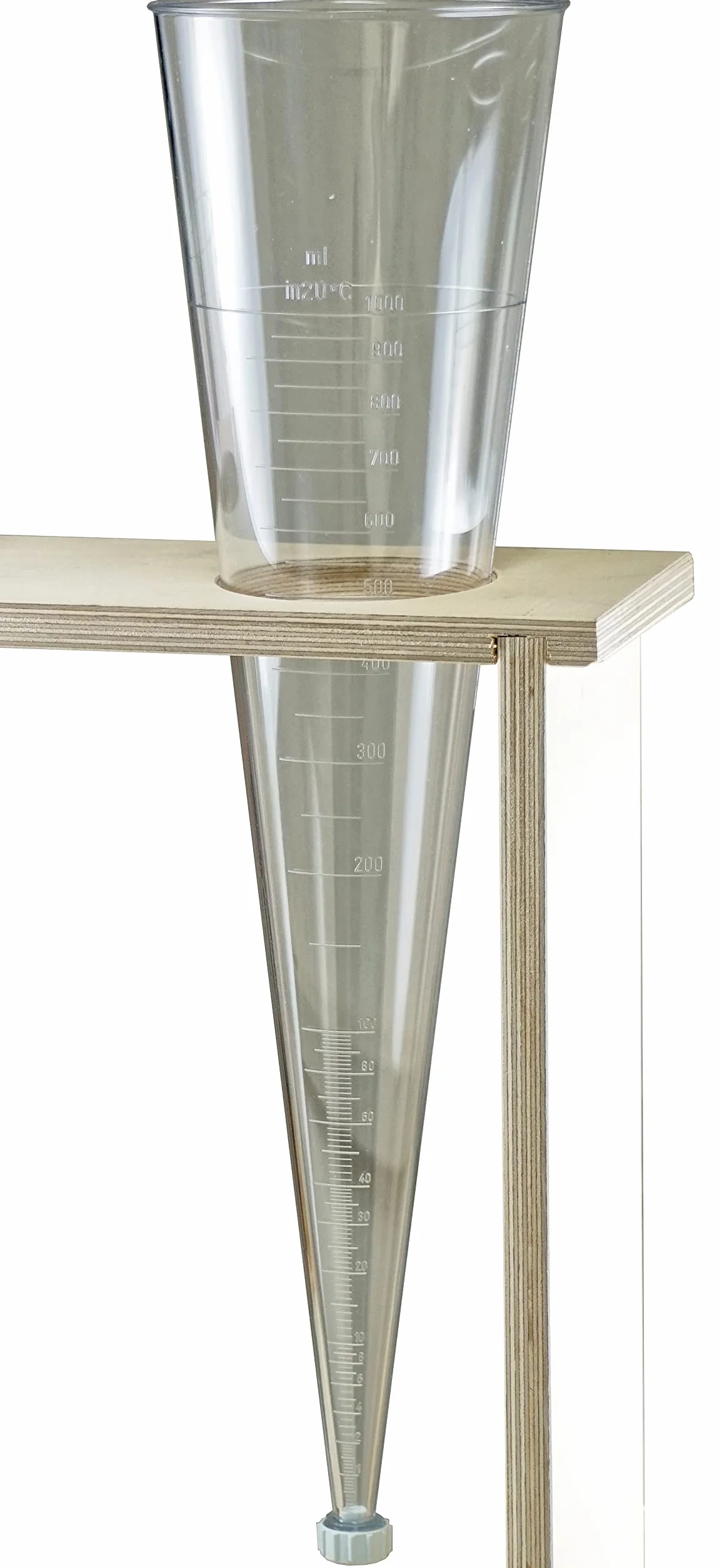 Imhoff pojemnik do osadzenia 1000 ml DIN 12672 SAN z zatyczkami skradycjonowany