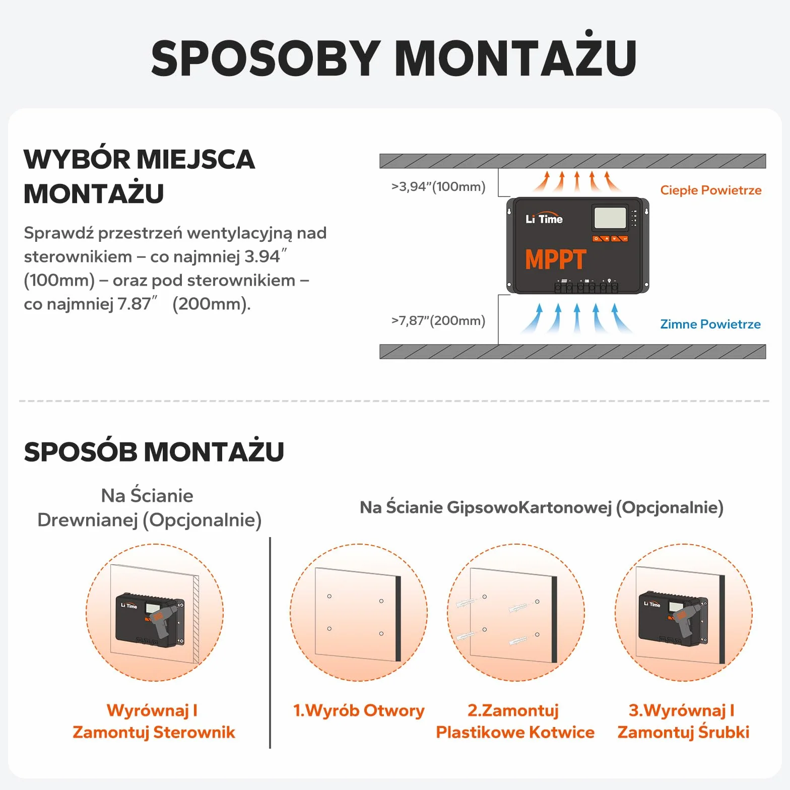 LiTime 30A MPPT 12V/24V Auto DC Regulator Ładowania Solarnego z Adapterem Bluetooth