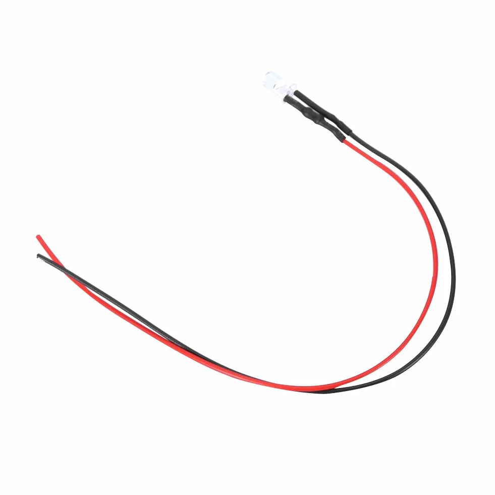 10 szt. 12 V 5 mm dioda LED, przewodowa, wielokolorowy kabel świetlny LED, oszczędność energii, okablowanie diody, 20 cm, 0,06 W, 10 szt