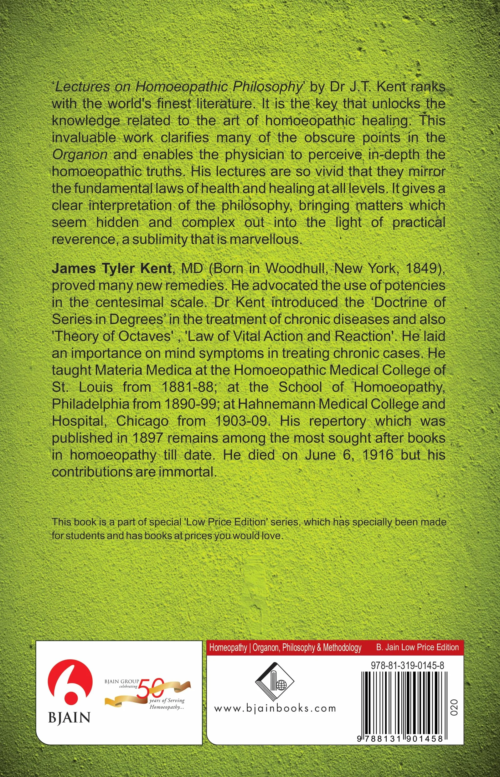 Lectures on Homeopathic Philosophy