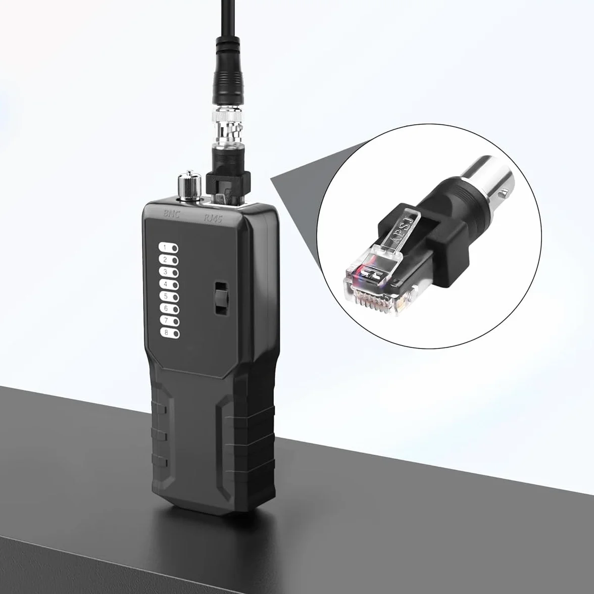 Alnicov 2 szt. adaptera łączącego złącze BNC żeńskie z RJ45 męskim, złącze koncentryczne RJ45 do złącza RF. Może być stosowany w testerach, wyszukiwarkach linii itp.