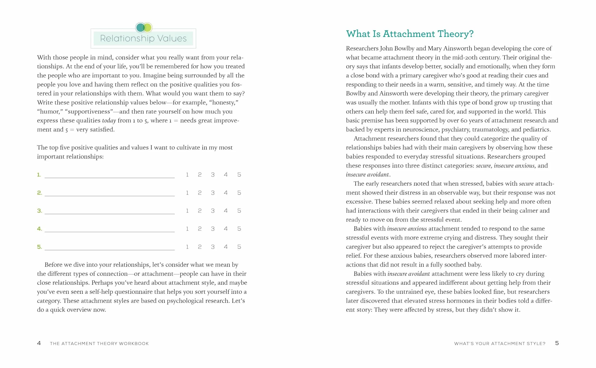 The Attachment Theory Workbook: Powerful Tools to Promote Understanding, Increase Stability, and Build Lasting Relationships