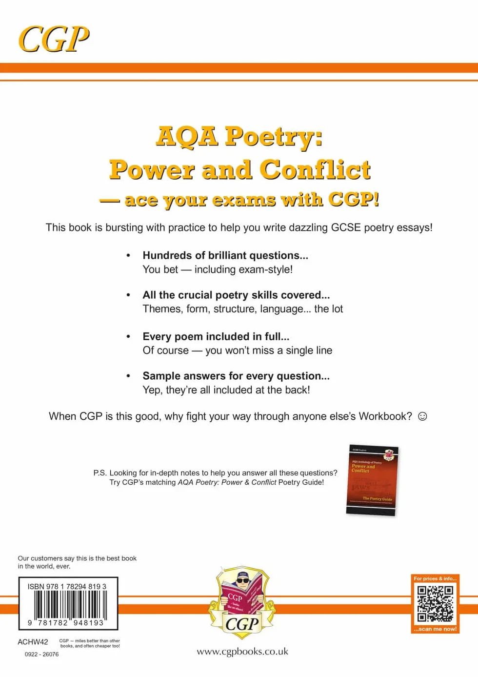 GCSE English Literature AQA Poetry Workbook: Power & Conflict Anthology (includes Answers)