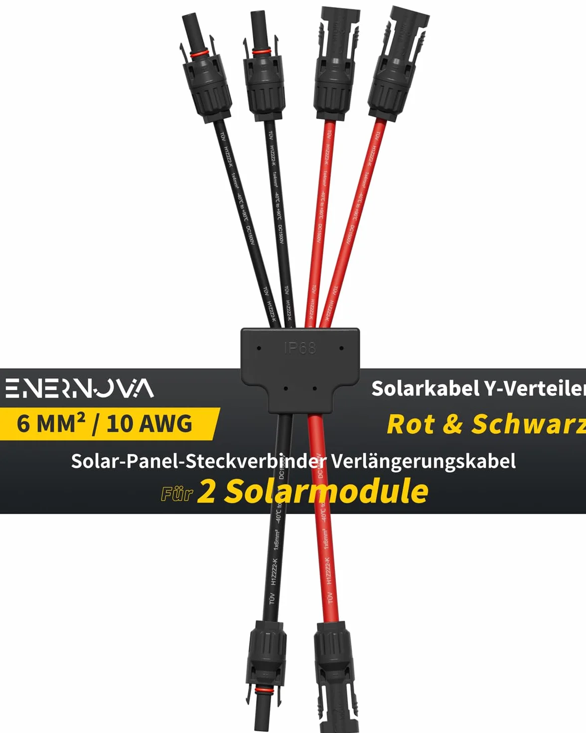 Enernova Kabel solarny Y 4 mm²-6 mm² IP68 30A DC 1500V Przedłużacz do paneli słonecznych