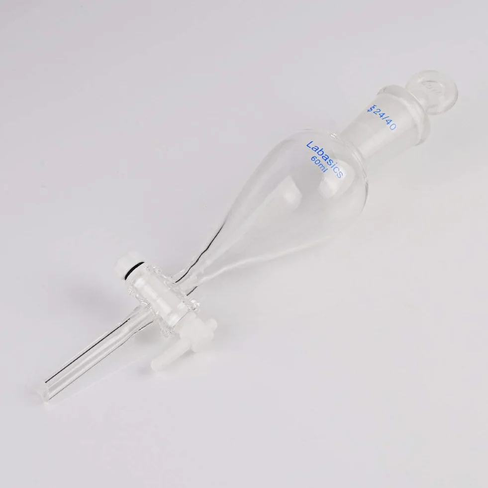 Labasics stożkowy rozdzielacz 60 ml szkło borokrzemowe z kurkiem odcinającym PTFE
