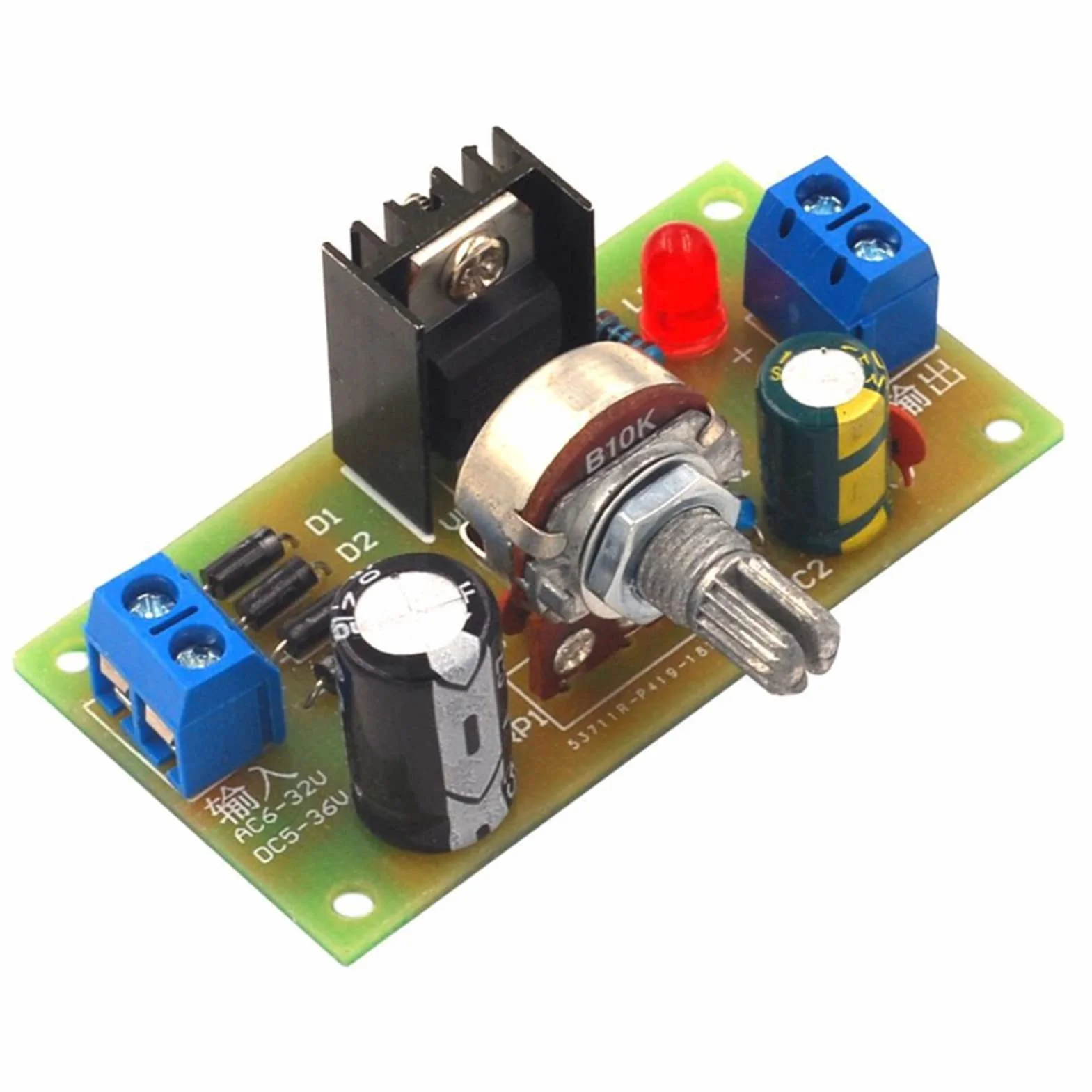 Regulowany Regulowany Zestaw Zasilania LM317 Zabezpieczenie Wyjścia Obwód Prostownika Wejście Regulowany Zestaw Napięcia Wejście DC 5-35V Wejście AC 6-25V