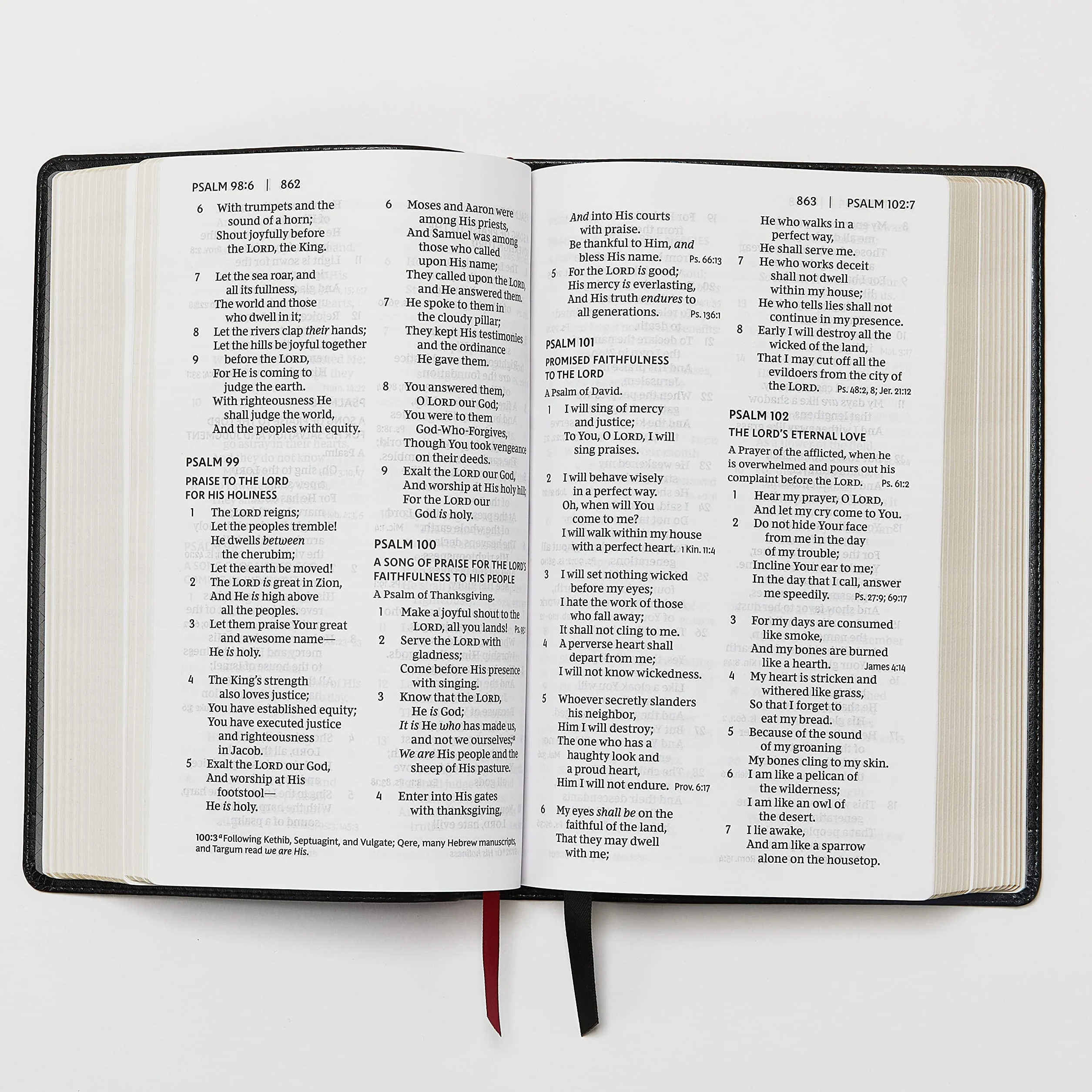 NKJV Reference Bible Compact Leathersoft Black Red Letter Edition Comfort Print Holy Bible New King James Version