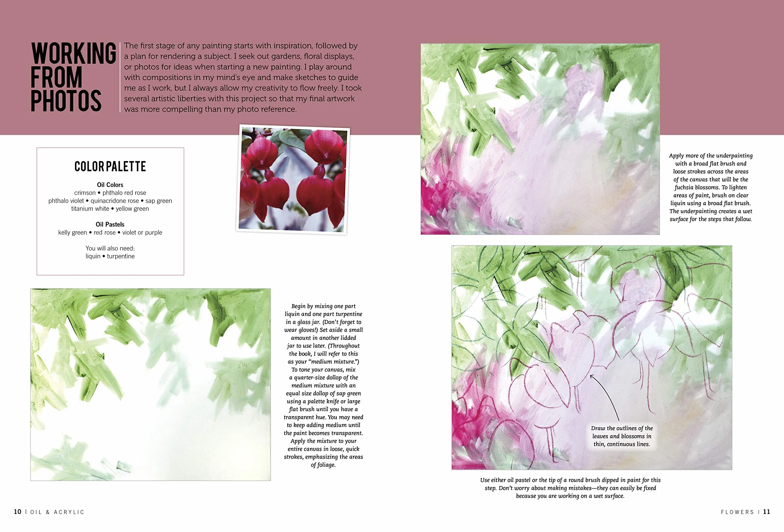 Oil & Acrylic Flowers: Learn to Paint Step by Step