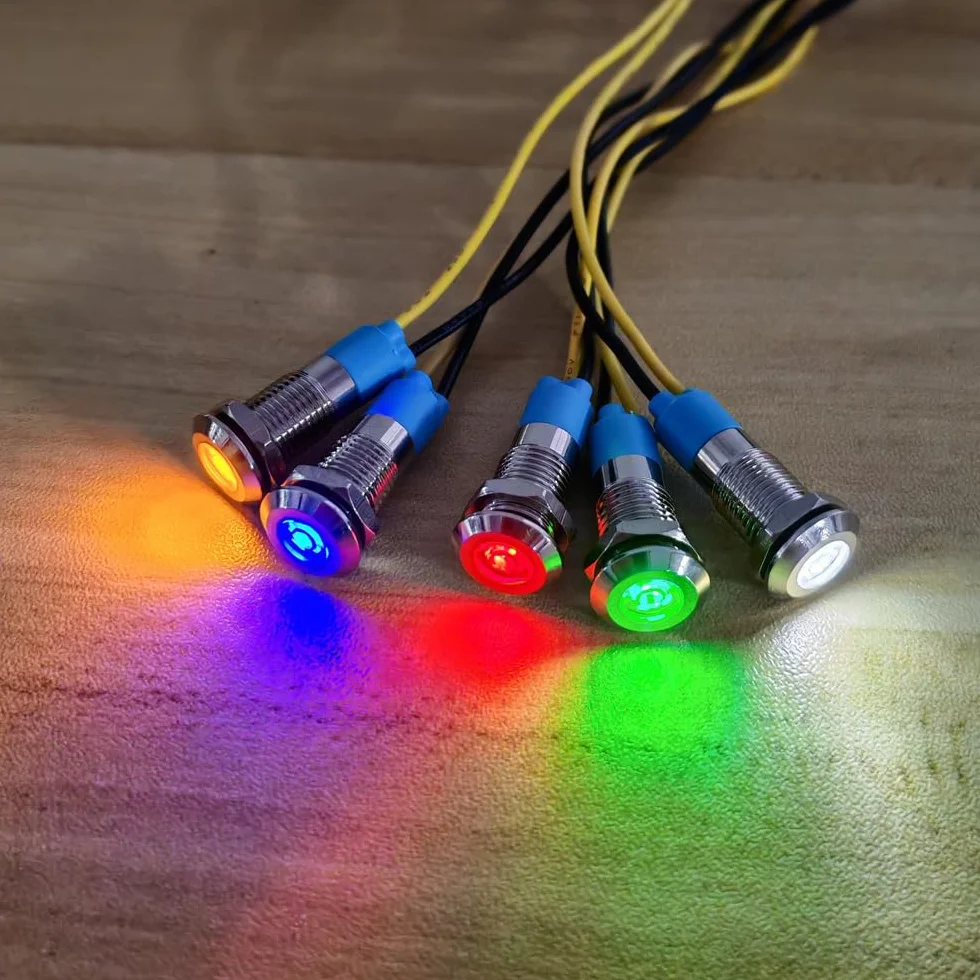 Gebildet 5 Sztuk 8mm 230V AC LED Metalowy Wskaźnik Świetlny Wodoodporna Lampka Sygnalizacyjna Żółta
