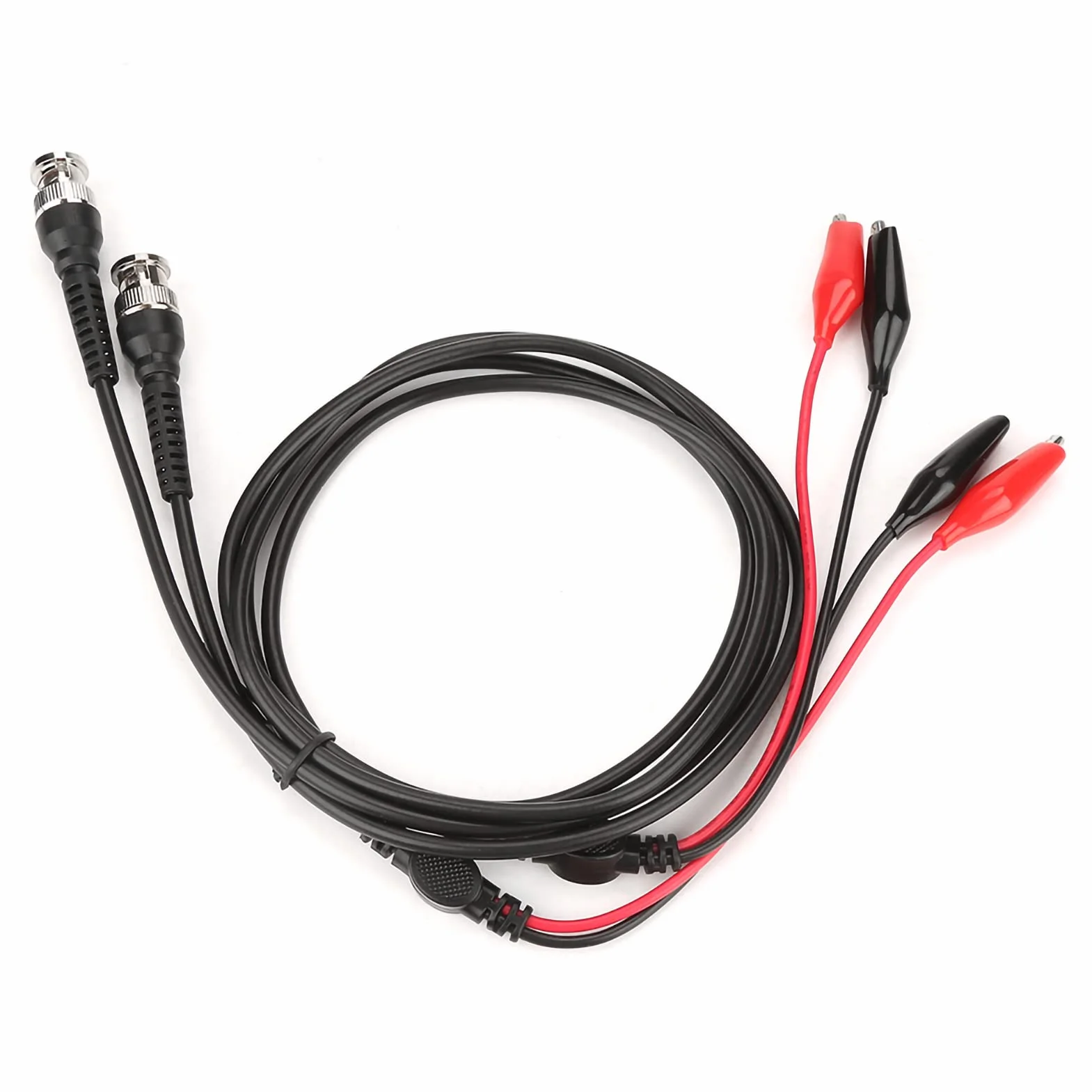 Podwójny Kabel Sondy Testowej z Podwójnym Oscyloskopem ze Złączem BNC Q9 i Klipsami Krokodyli - Solidny Kabel Koncentryczny 50 Ω do Pomiaru Wideo i Audio - Zestaw 2, Czerwony i