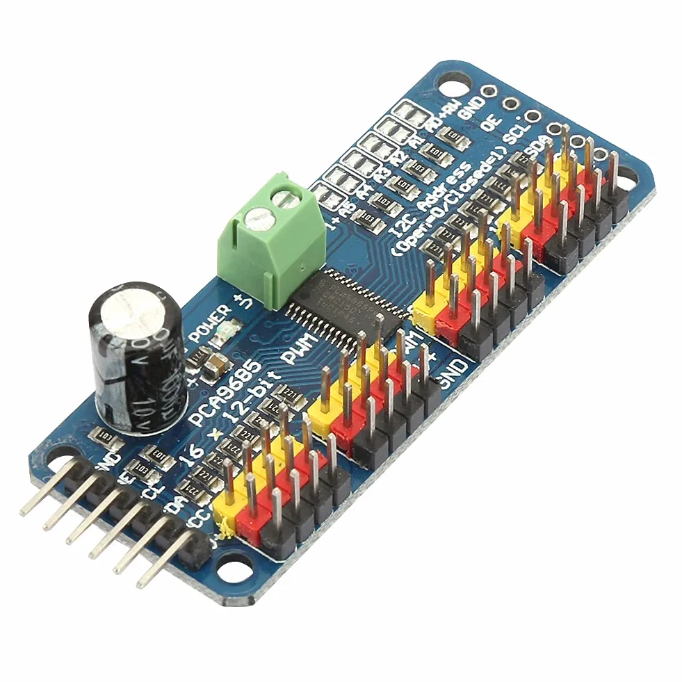 Qqmora PCA9685 16 Kanałów 12-bitowy Sterownik Silnika Serwo PWM Sterowanie Modułem I2C dla Robota Niebieskiego, Sterownik Silnika dla Robota Niebieskiego