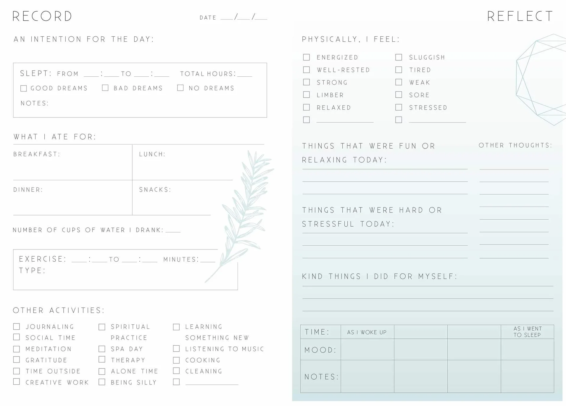 Self-Care: A Day and Night Reflection Journal (90 Days)