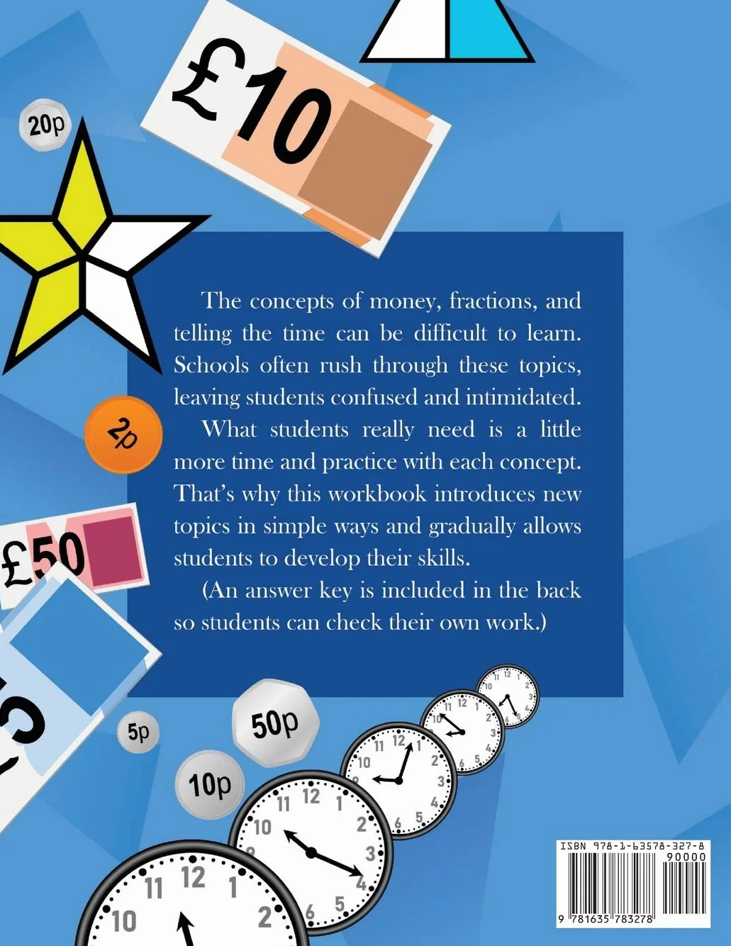 Maths Workbook: Money, Fractions & Telling the Time (Ages 6-11) – UK Coins & Notes Practice