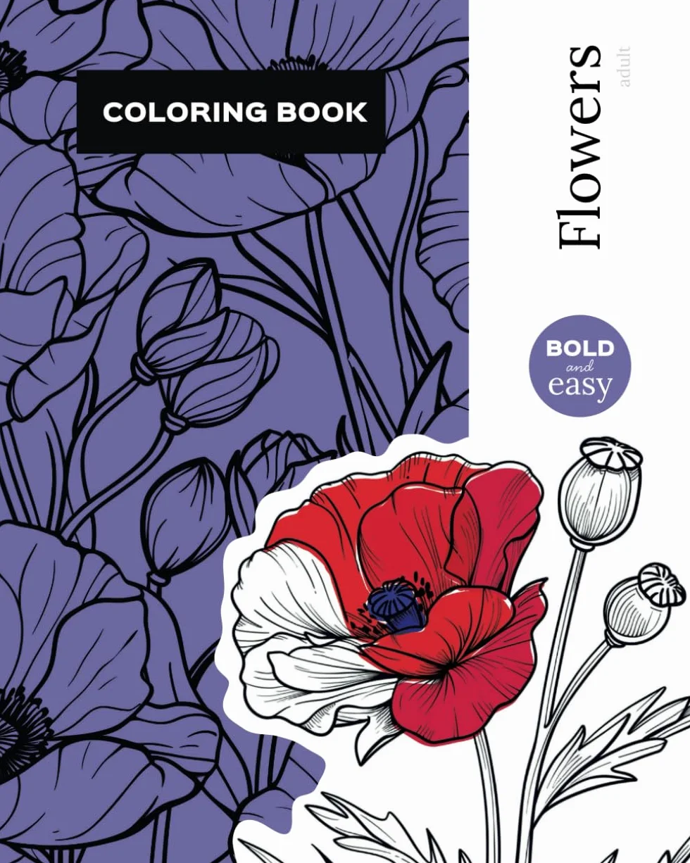 Adult Coloring Book Flowers Bold and Easy
