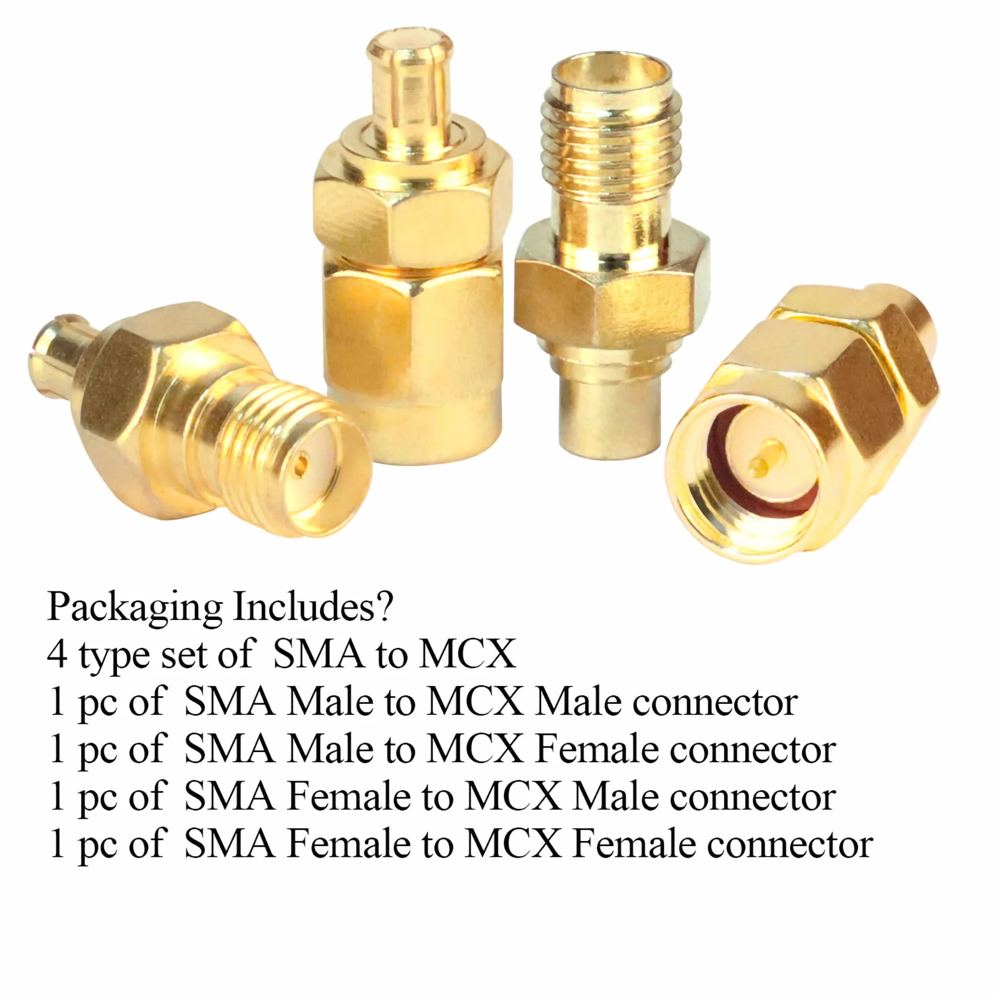 Zestaw złączy RF SMA do MCX Adapter koncentryczny 4 sztuki