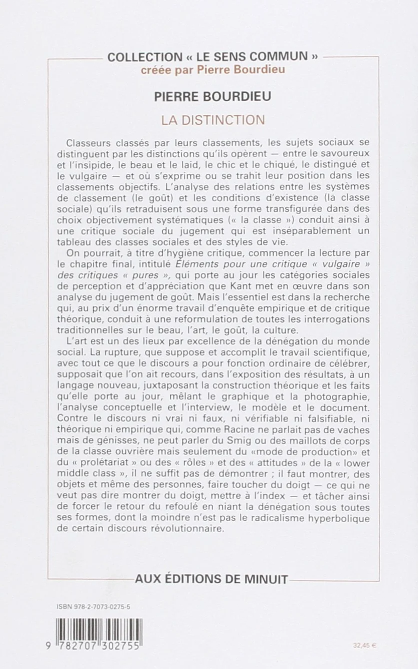 La Distinction: Critique sociale du jugement