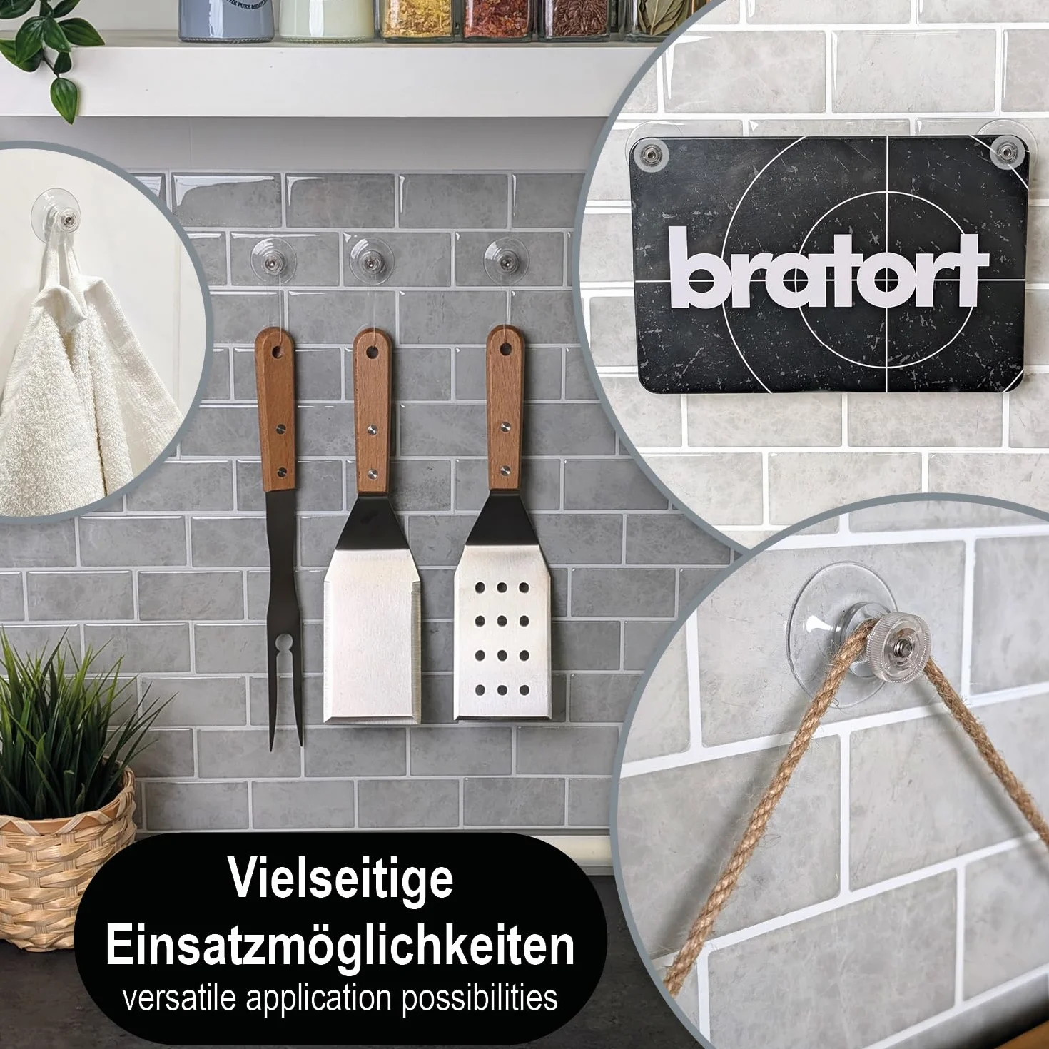 COM-FOUR® Przyssawki 8x z gwintem M4 - Ø 30 mm - Bardzo mocny uchwyt na gladkich powierzchniach - Przyssawka premium z przezroczysta nakretka radelkowana - Latwy montaz bez wiercenia