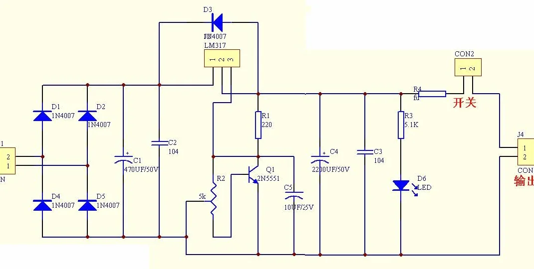Regulowany Regulowany Zestaw Zasilania LM317 Zabezpieczenie Wyjścia Obwód Prostownika Wejście Regulowany Zestaw Napięcia Wejście DC 5-35V Wejście AC 6-25V