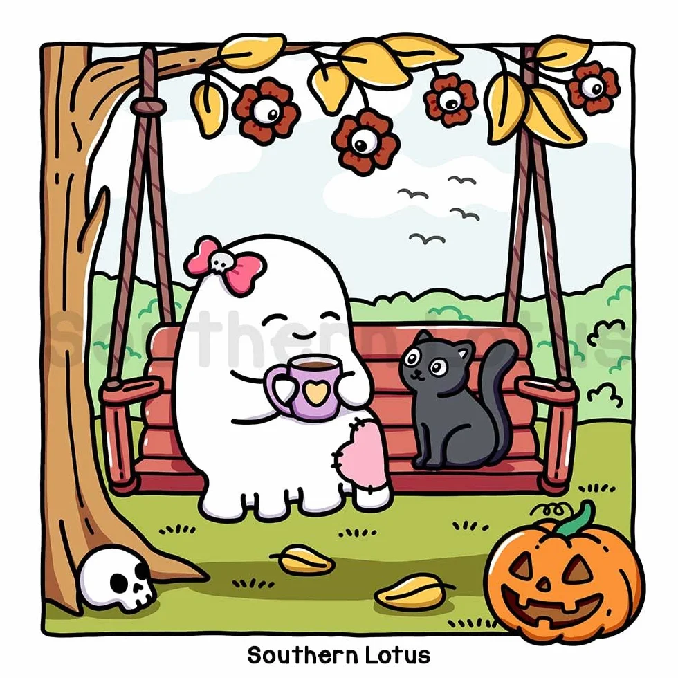 Very Demure Very Spooky: Coloring Book for Adults & Teens with Creepy Adorable Characters, Cozy Spooky Vibes, Cute Easy Designs for Relaxation