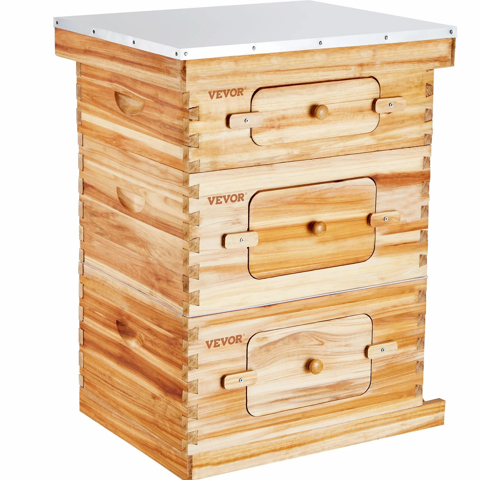VEVOR Bee Hive 30 ramek, ule, zestaw startowy, drewno cedrowe powlekane woskiem pszczelim, 2 głębokie + 1 średnie pudełka na pszczoły, zestaw do ula Langstroth, przezroczyste okna akrylowe z