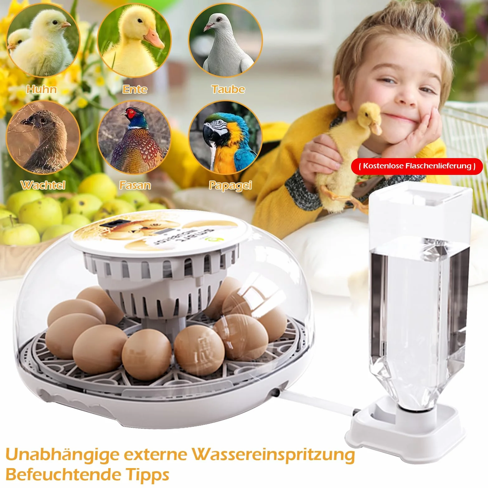 Automatyczny inkubator dla kur 12 jaj 300 ml automatyczne obracanie regulacja temperatury
