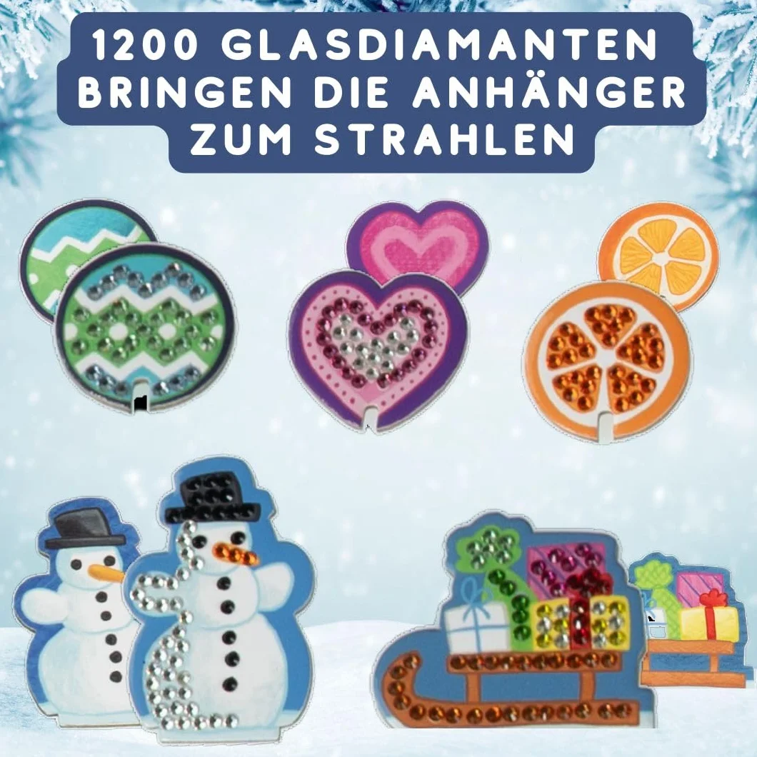 Weihnachtszauber - Der Diamond-Painting-Adventskalender. Mit Material und Werkzeug für 24 Baumanhänger: Aufstellbaum (30 cm), Werkzeug und 1200 Diamanten aus Glas in 19 Farben für 24 Anhänger