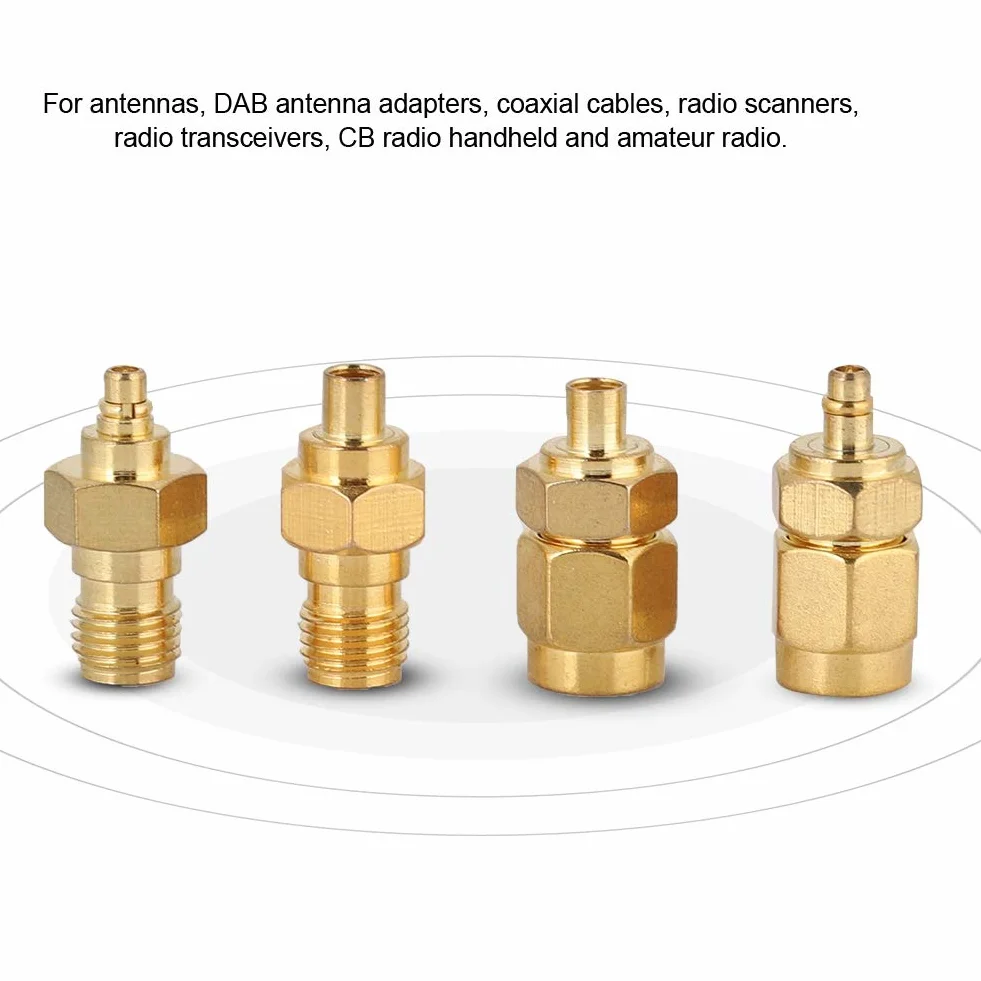 ASHATA MCX-to-SMA Adapter - 4-Piece Nickel-Plated Brass, 50 Ohm Impedance for Antenna Radio, Corrosion Protection RF Coaxial Connection