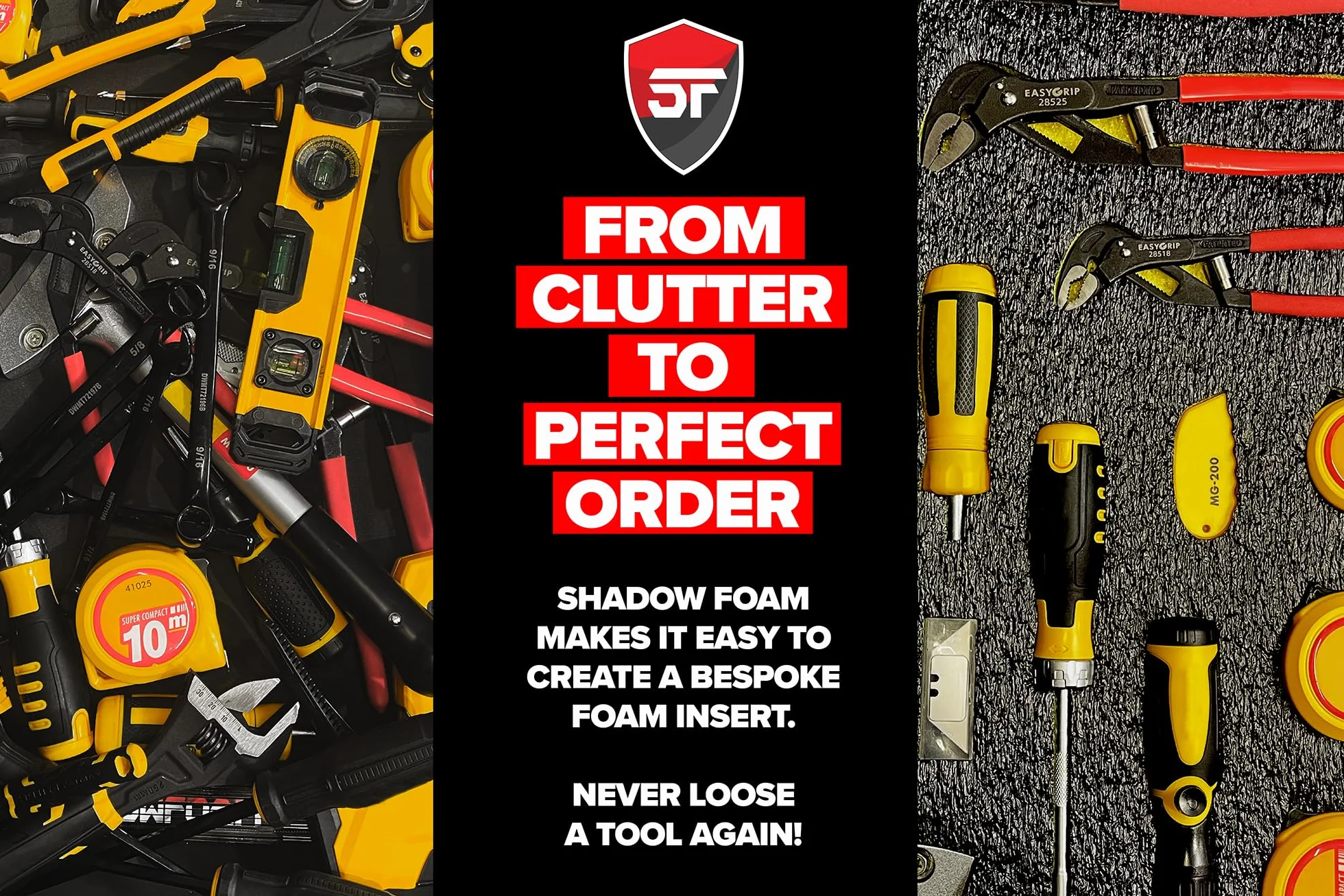 Shadow Foam Packout Kompaktowe wkładki do organizera, idealne dopasowanie do Milwaukee Packout, kompaktowy, czerwony, 50 mm, podwójne opakowanie, pianka do systemu Milwaukee Packout