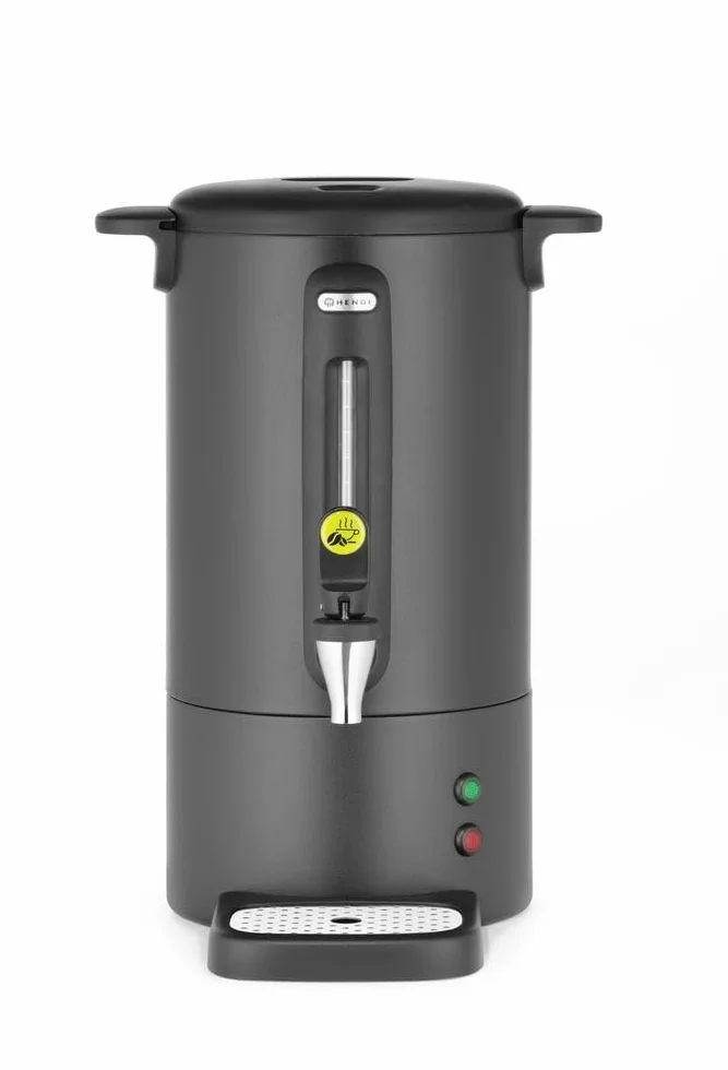 HENDI Zaparzacz do kawy, UNIQ, do parzenia kawy, kran bez kapania, wskaźnik poziomu wody, perkolator do kawy, ekspres do kawy, 7L, 230V/1050W, 307x330x(H)450mm, stal nierdzewna, polipropylen, czarny