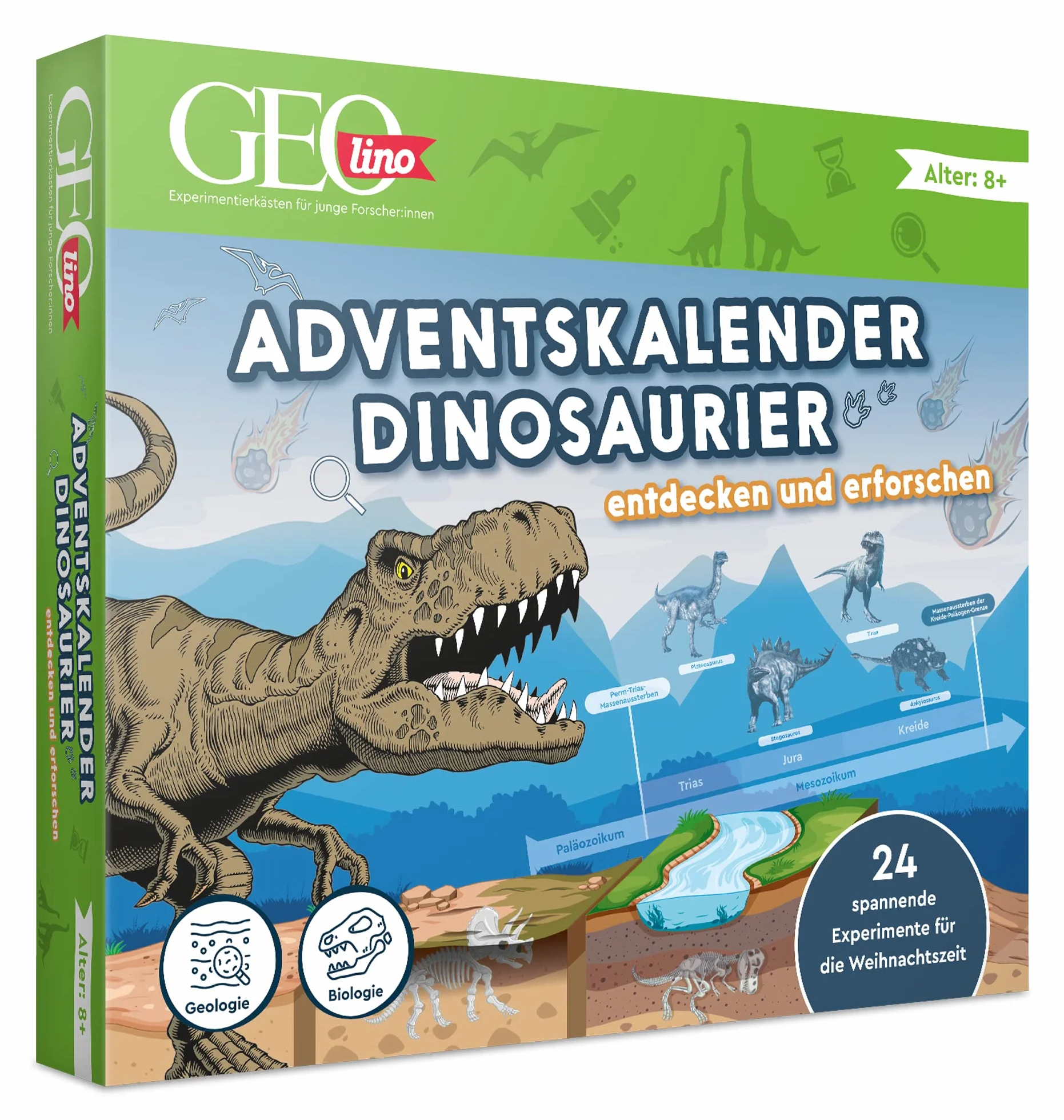 FRANZIS 67205 GEOlino Adventskalender Dinosaurier 24 Experimente für Kinder ab 8 Jahren