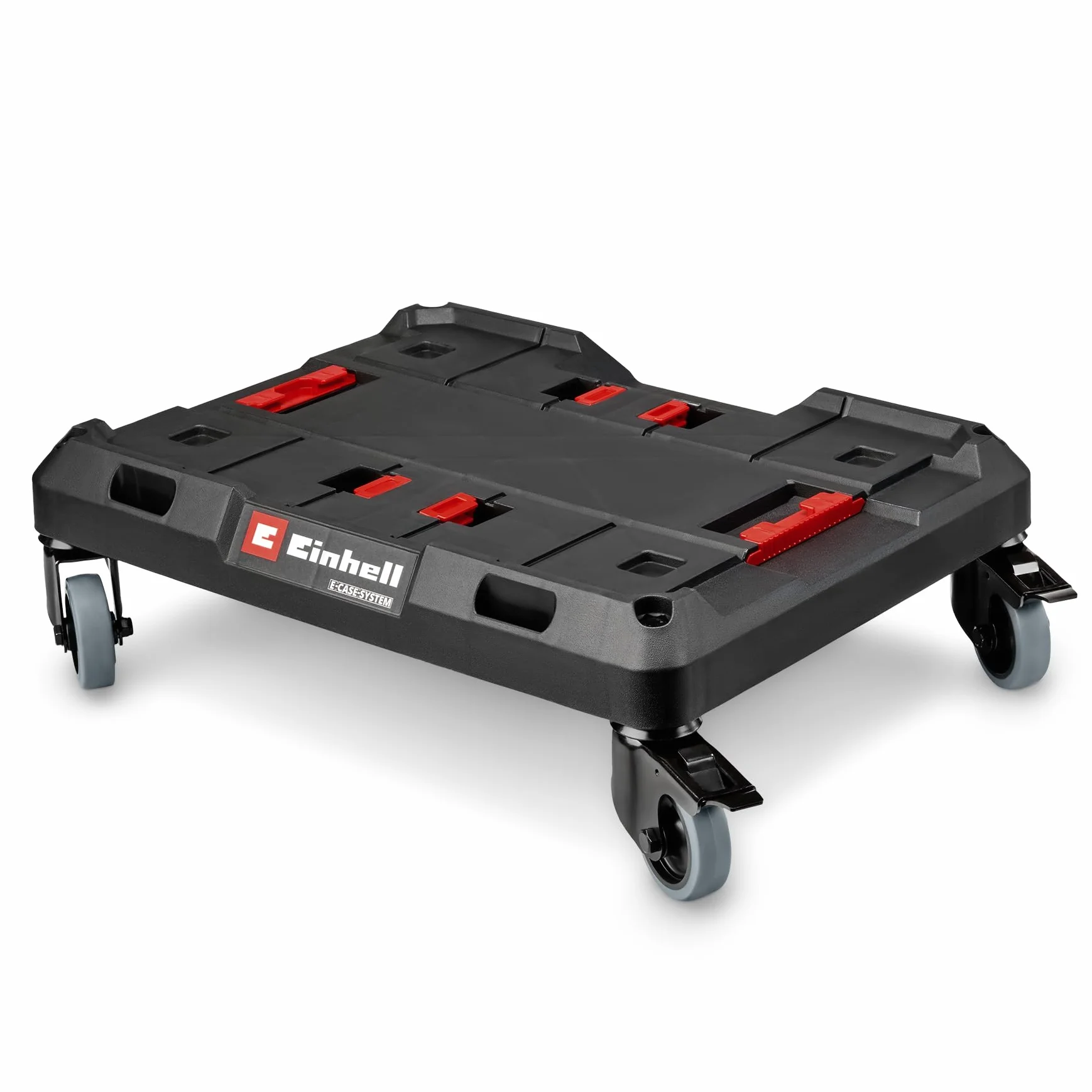 Oryginalna deska na kółkach Einhell E-Case (maks. 120 kg, blokowane kółka skrętne, możliwość łączenia z systemem Einhell E-Case, transport walizek i skrzyń, z mocowaniem pasów mocujących)