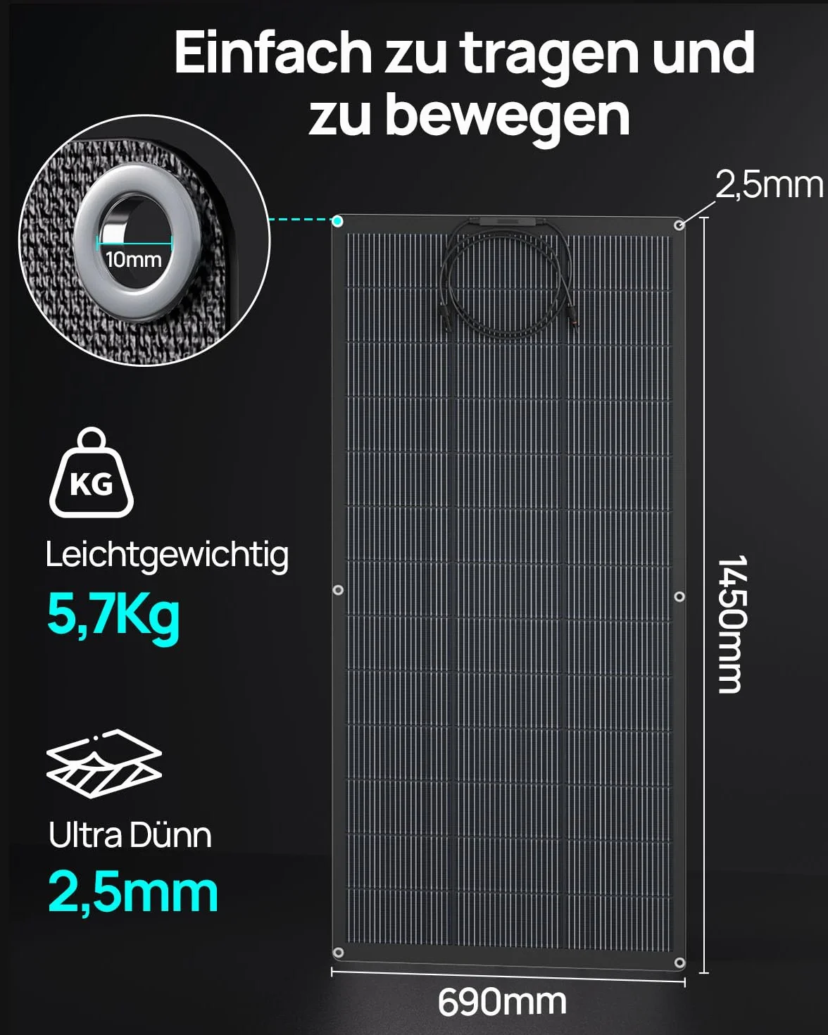 ECO-WORTHY Elastyczny panel słoneczny 200 W, materiał ETFE 18 BB, ogniwo mono, 25% wysoka konwersja, na balkon, do przyczepy kempingowej, łodzi, dachu, na kemping, do domu, jachtu, nierównych