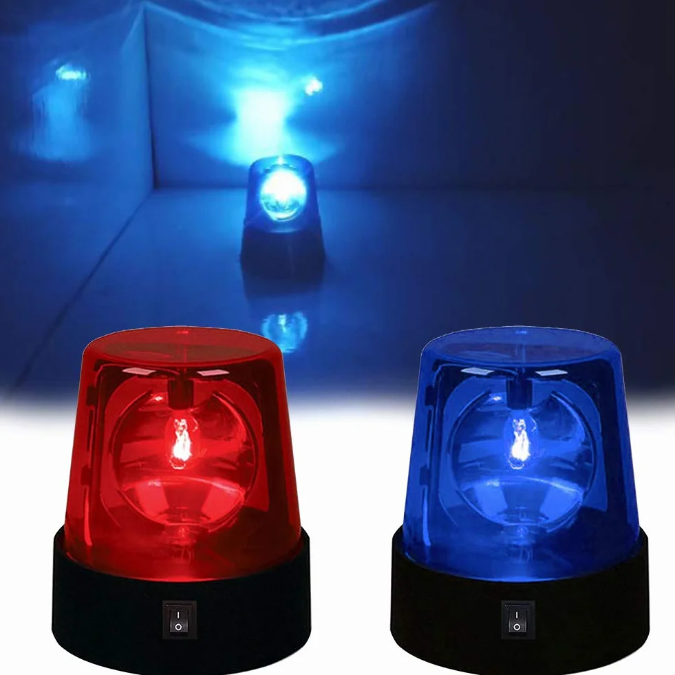 Kisbeibi 2 sztuki, światło ostrzegawcze LED, światło kulkowe sceniczne, obrót o 360 stopni, niebieskie (2 sztuki)