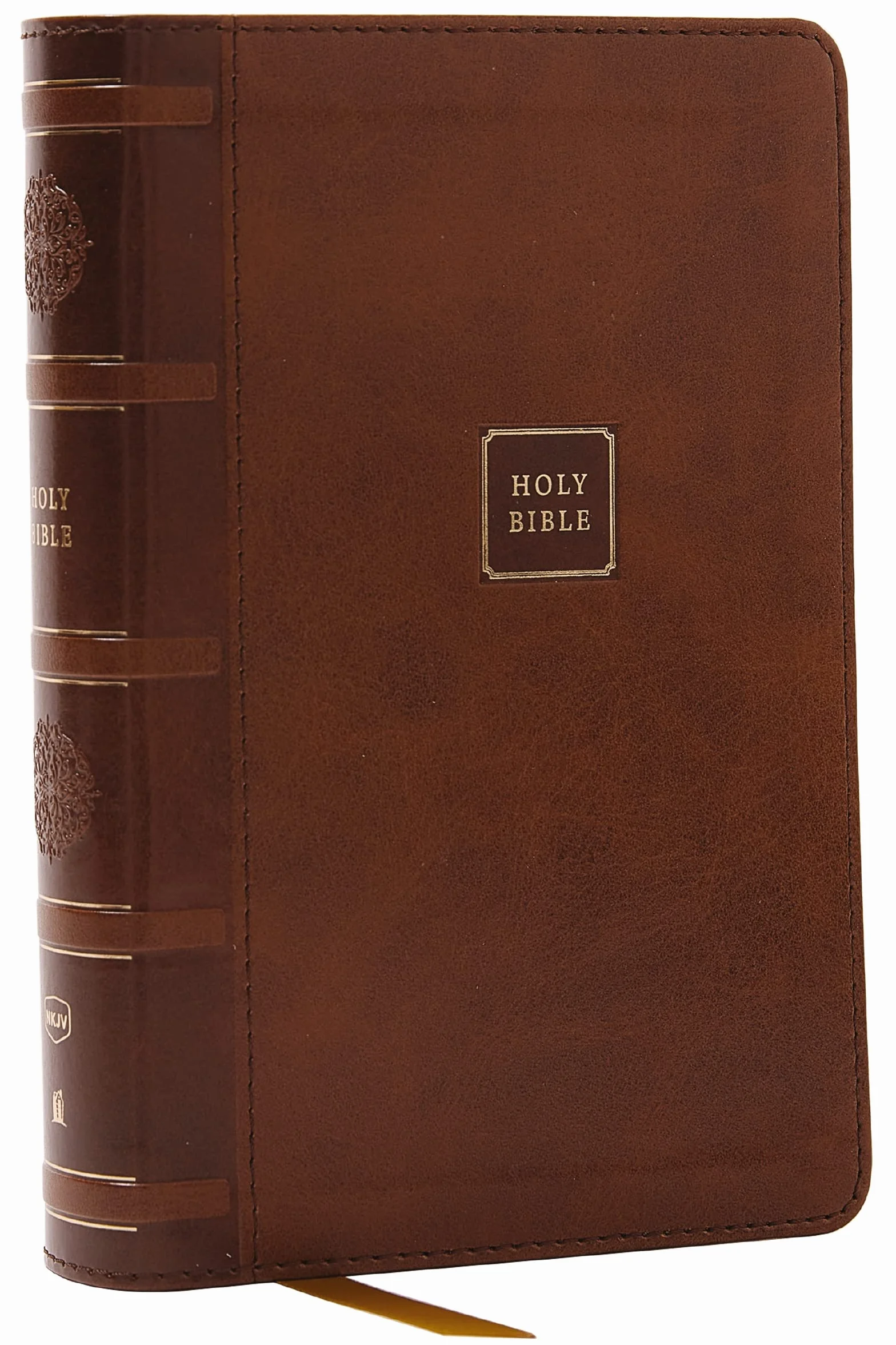 NKJV Compact Paragraph-Style Bible, Brown Leathersoft, Red Letter, Comfort Print: Holy Bible, New King James Version
